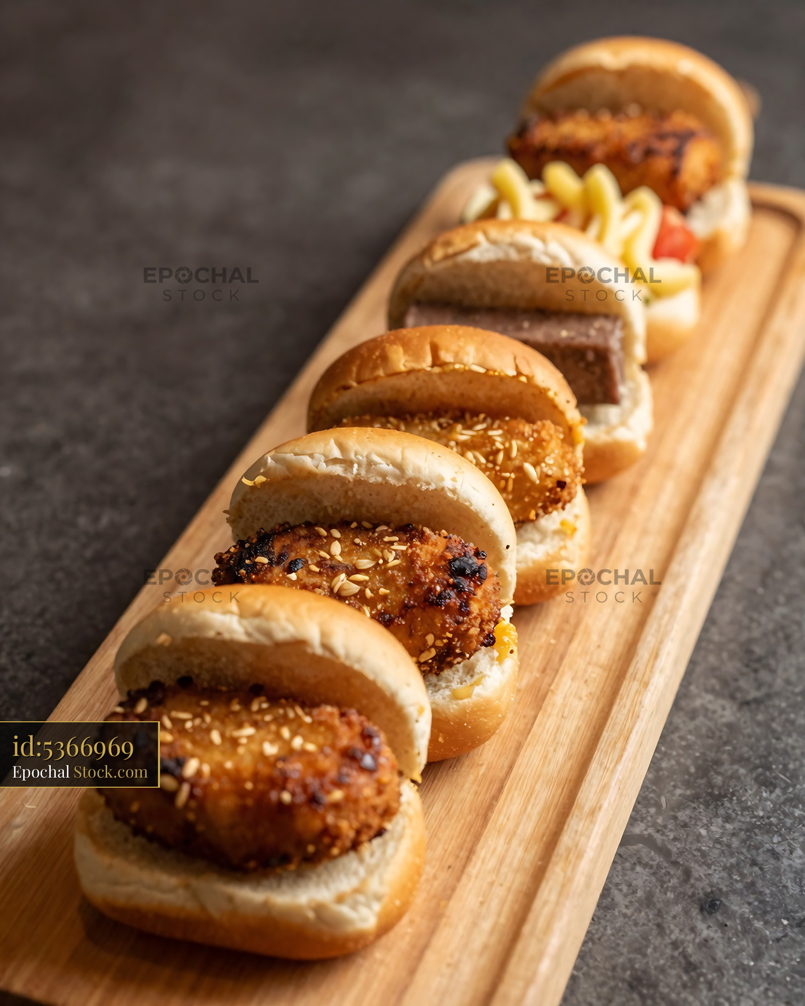 Crispy Goetta Sliders with Sesame Buns - stock photo