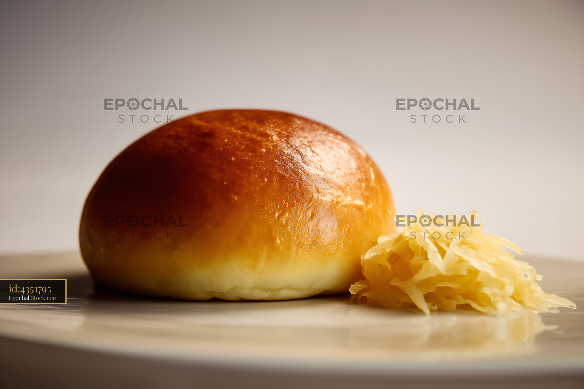 Bierocks with Shredded Cabbage on Ceramic Plate in Warm Light - stock photo