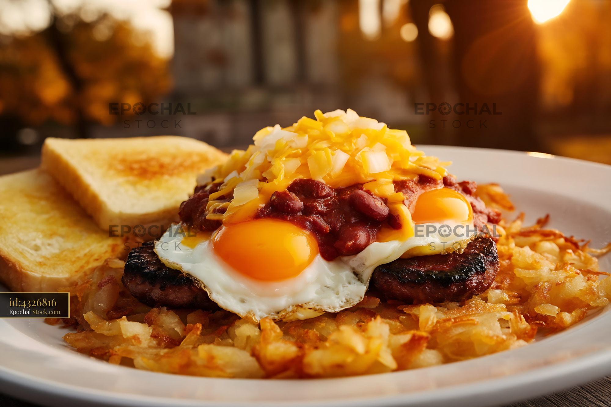 St. Louis Slinger Brunch with Eggs and Hash Browns - stock photo