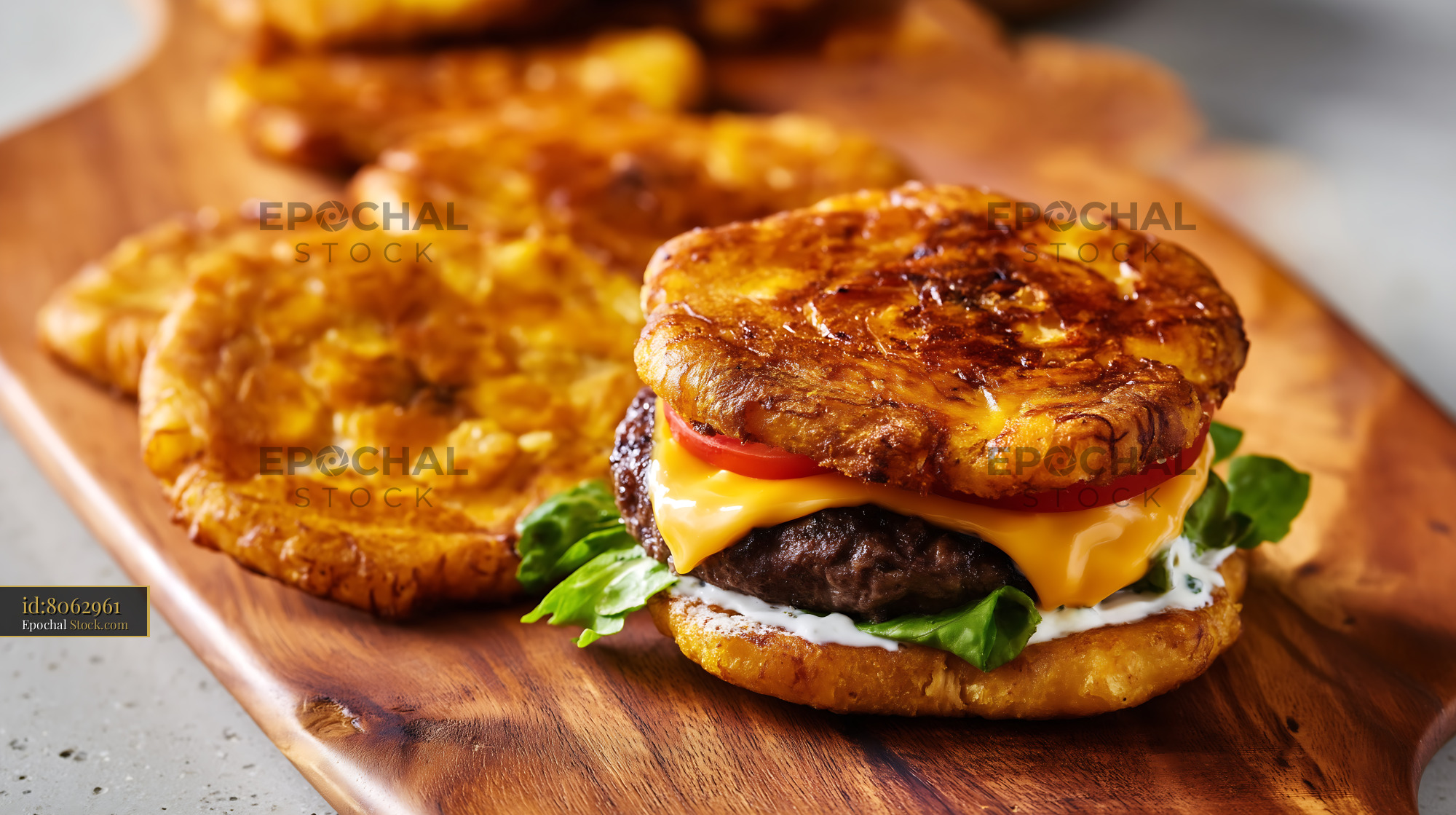 Jibarito Burger: Fried Plantain & Cheese Sandwich - stock photo