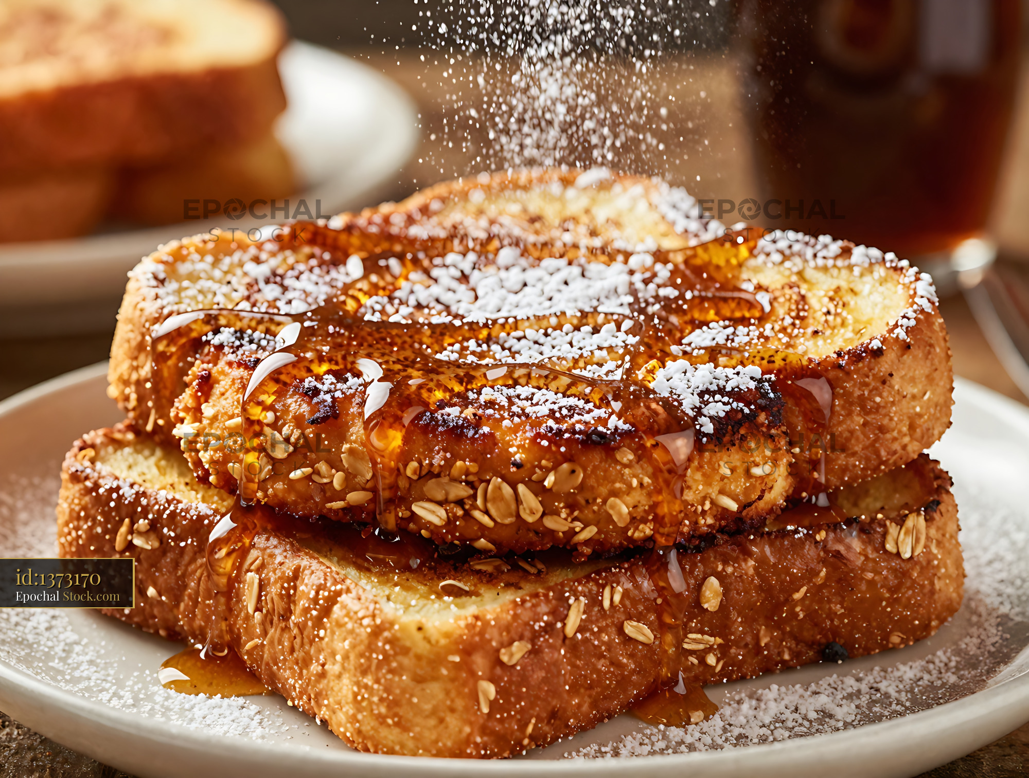 Goetta Slices with Almonds and Powdered Sugar - stock photo