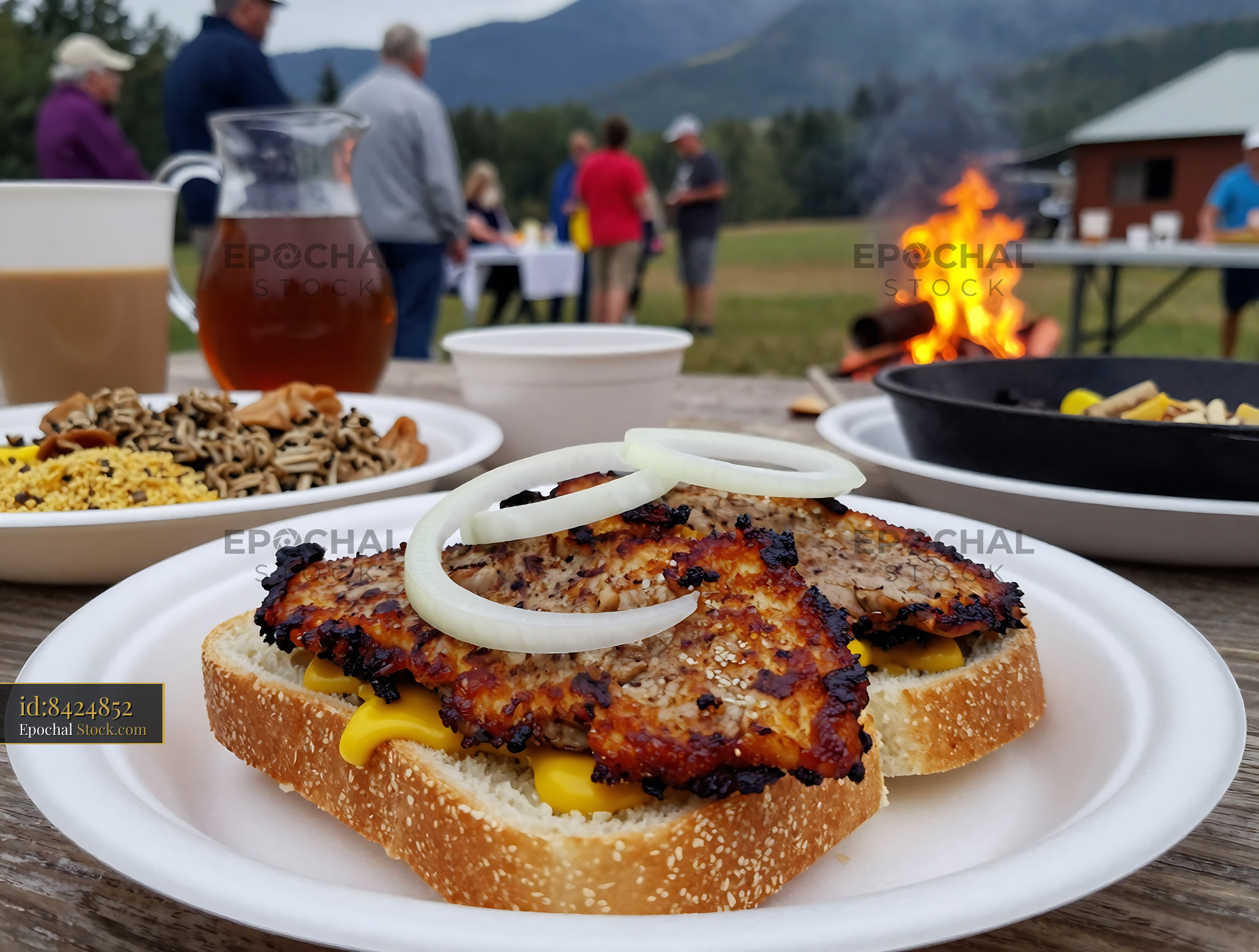 Grilled Livermush Sandwich at Mountain Community Gathering - stock photo