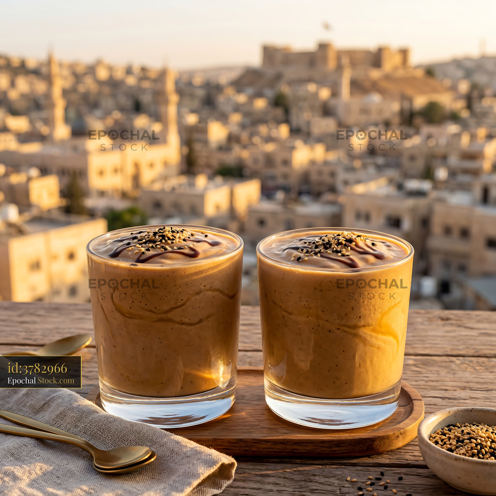 Tahini Date Shake with Sesame & Chocolate - stock photo