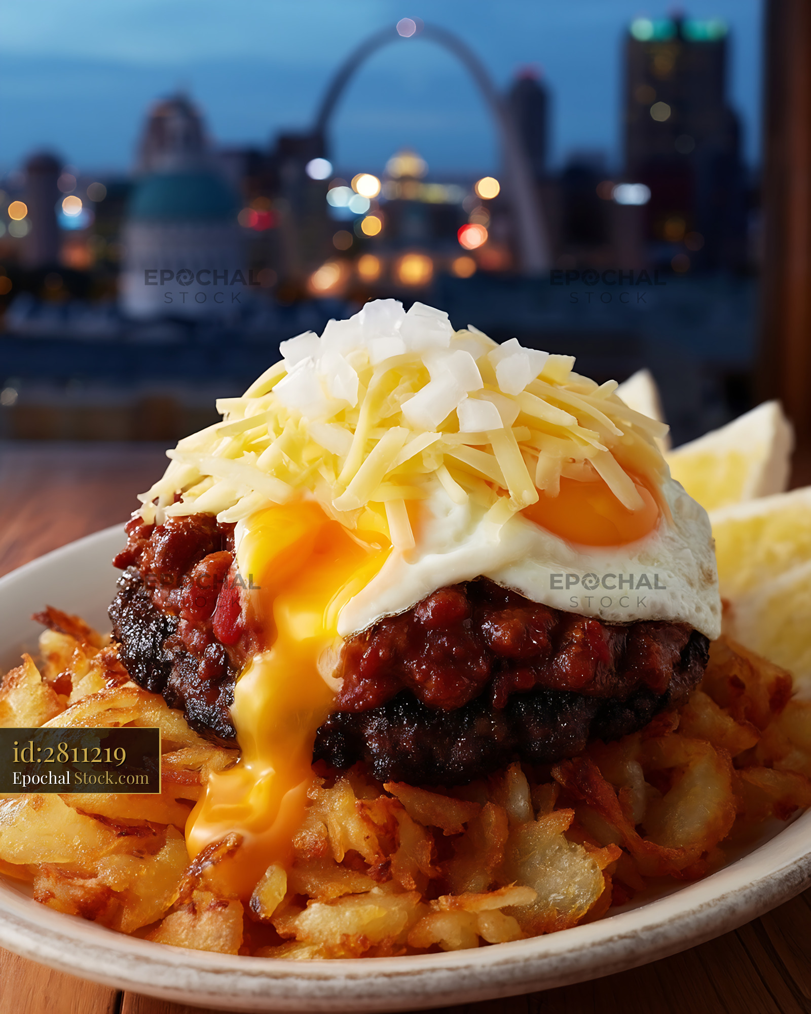 St. Louis Slinger with Fried Egg & Cheese - stock photo