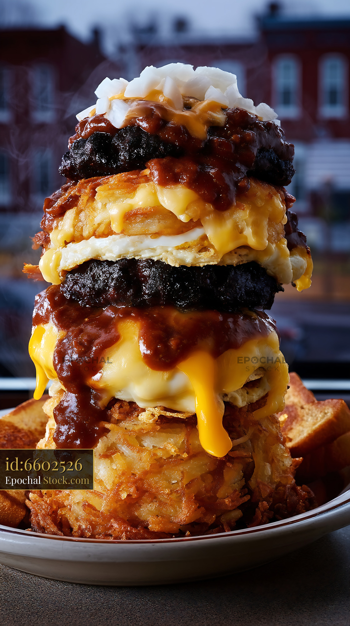 St. Louis Slinger: Towering Breakfast Stack - stock photo