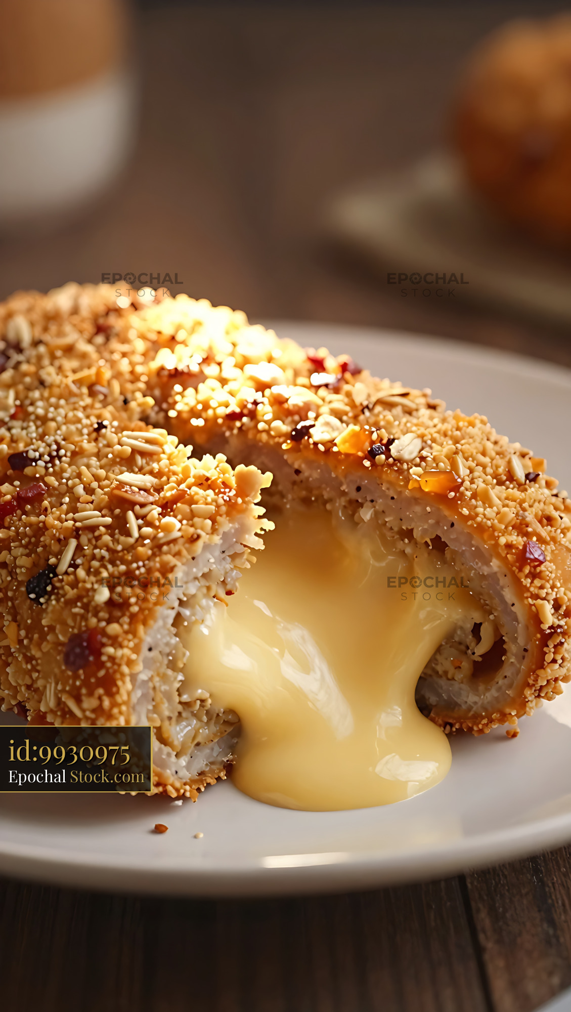 Goetta with Cheese Sauce, Golden Fried Crust, Warm Comfort Food - stock photo