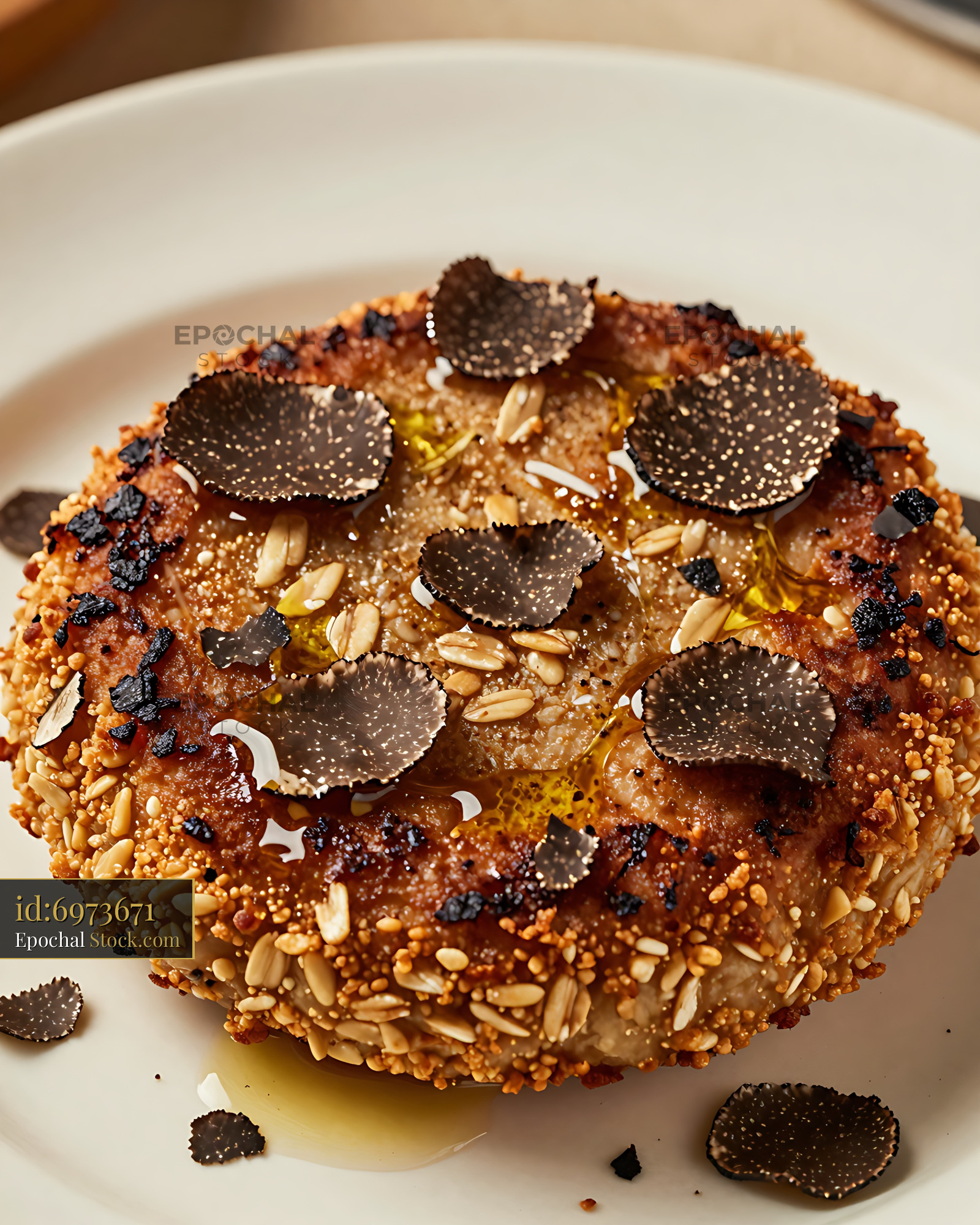 Gourmet Goetta with Black Truffle and Almonds - stock photo