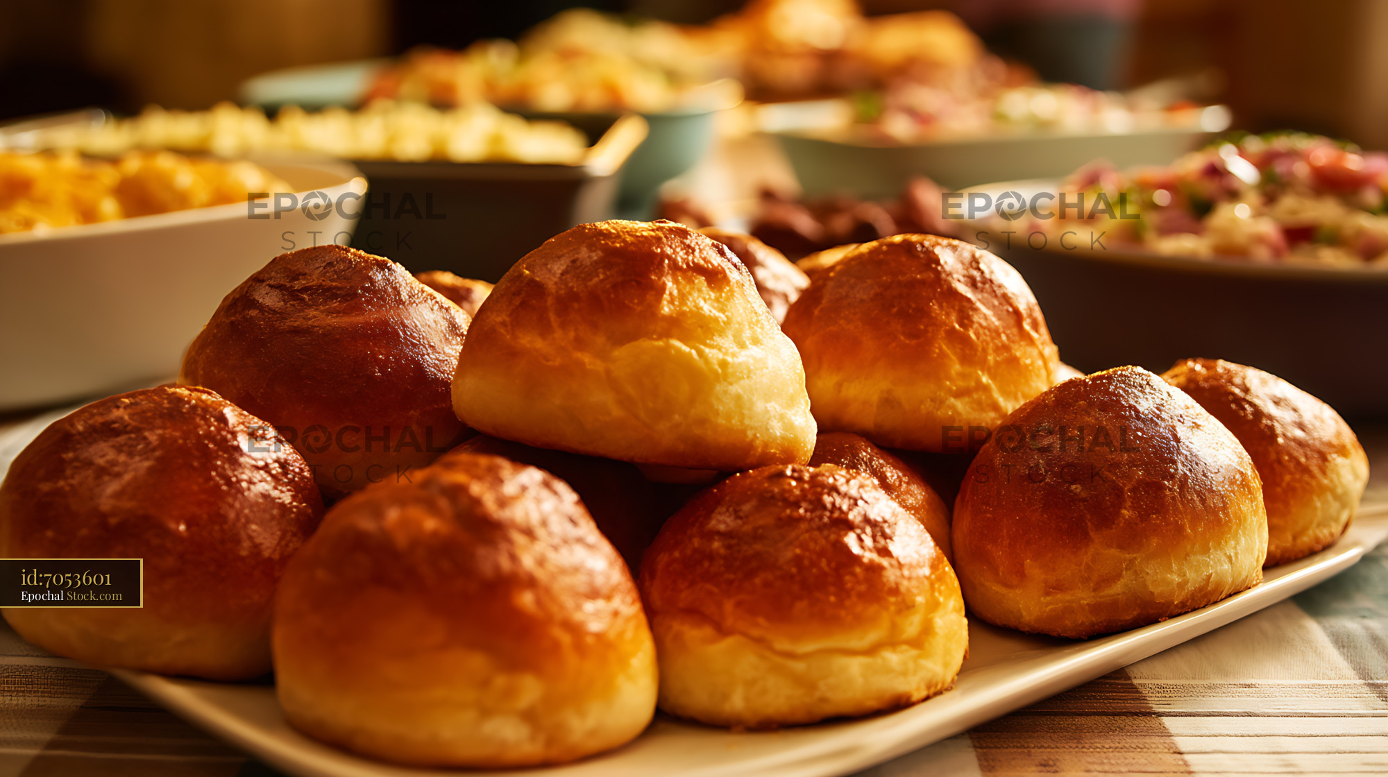 Bierocks Golden Filled Bread Rolls Traditional Eastern European Feast - stock photo