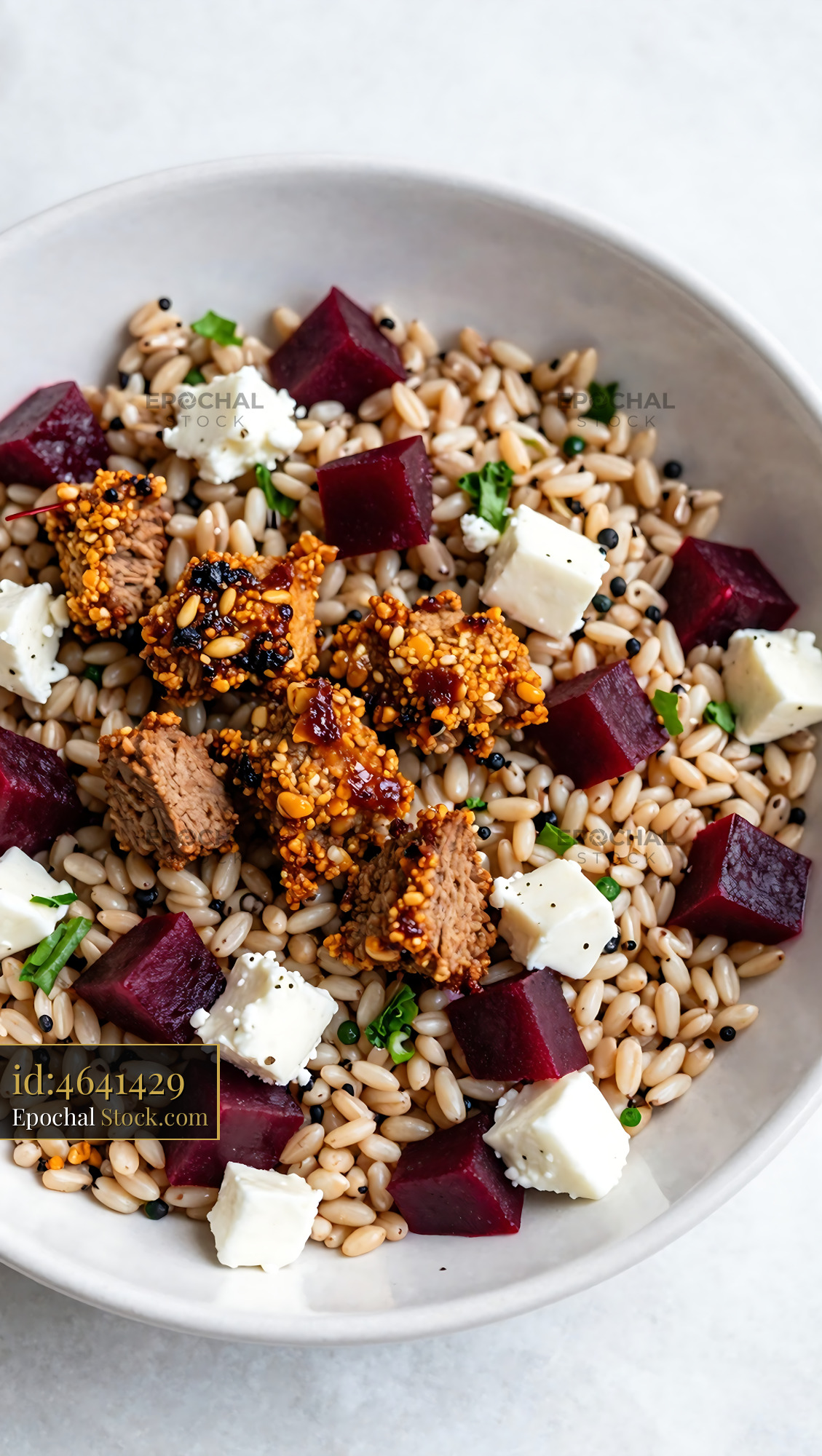 Goetta Salad with Farro and Roasted Beets - stock photo