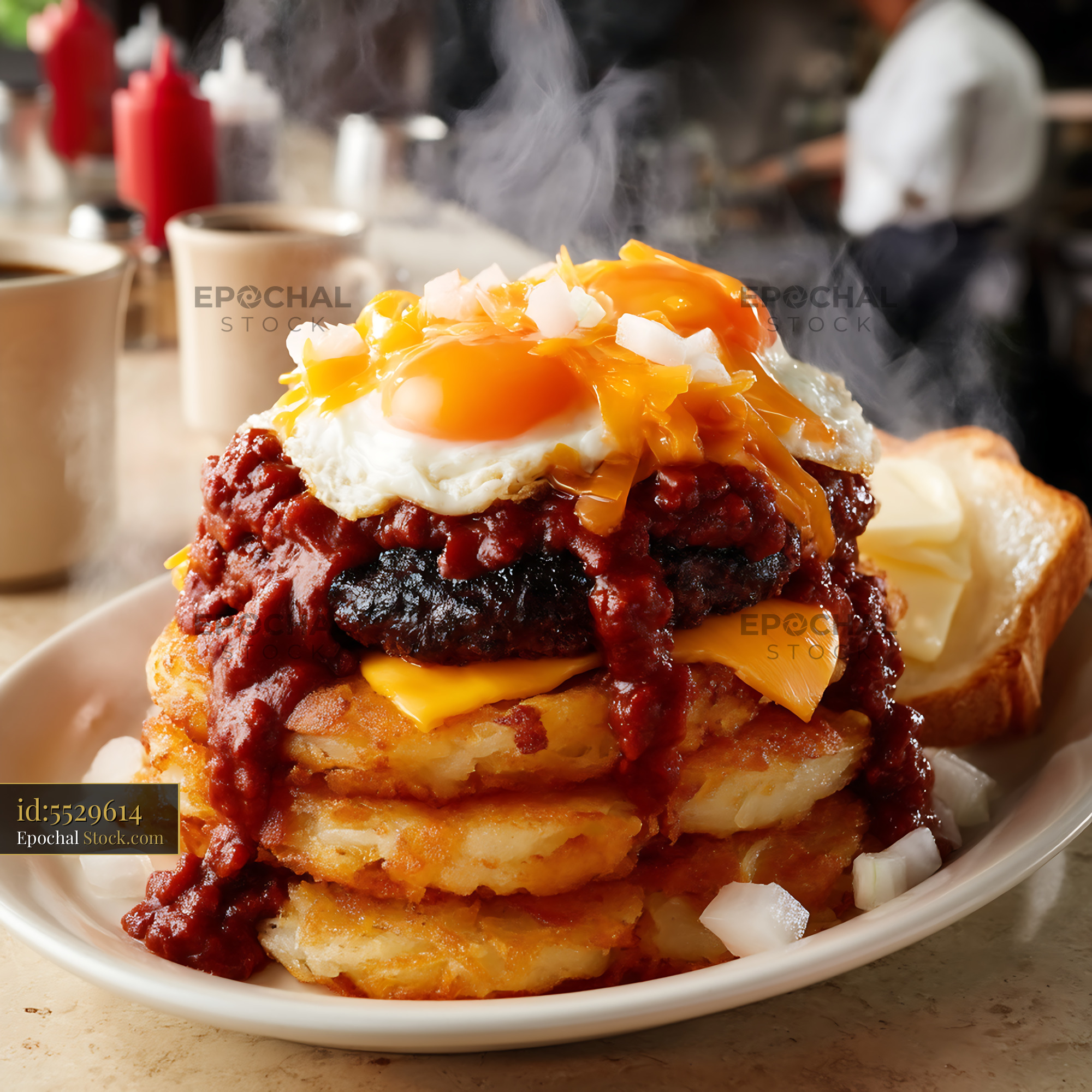 St. Louis Slinger with Egg and Corned Beef - stock photo