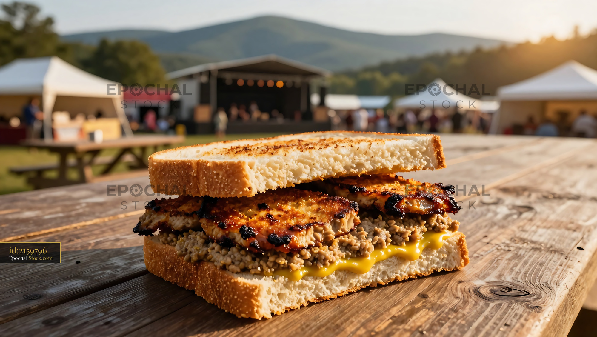 Livermush Sandwich at Outdoor Festival - stock photo