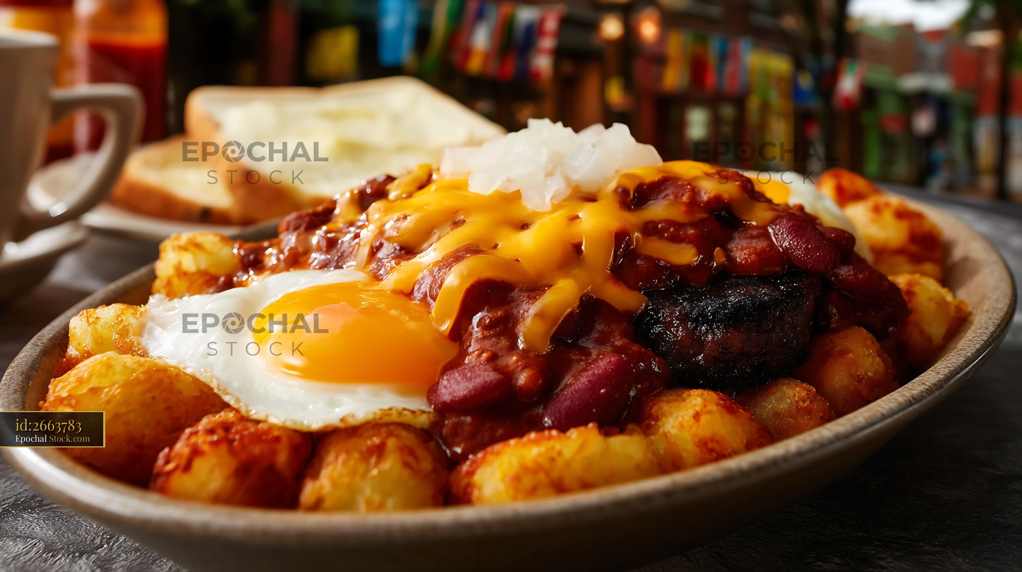 St. Louis Slinger with Fried Egg & Hash Browns - stock photo