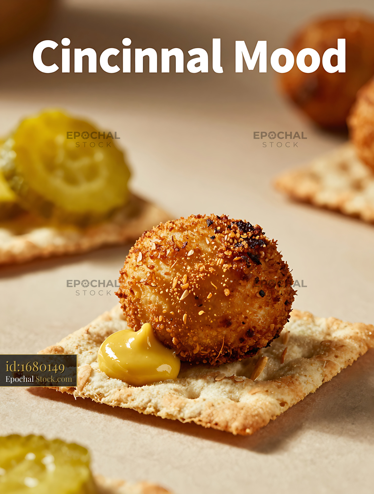 Goetta Appetizer with Pickled Onion on Cracker - stock photo