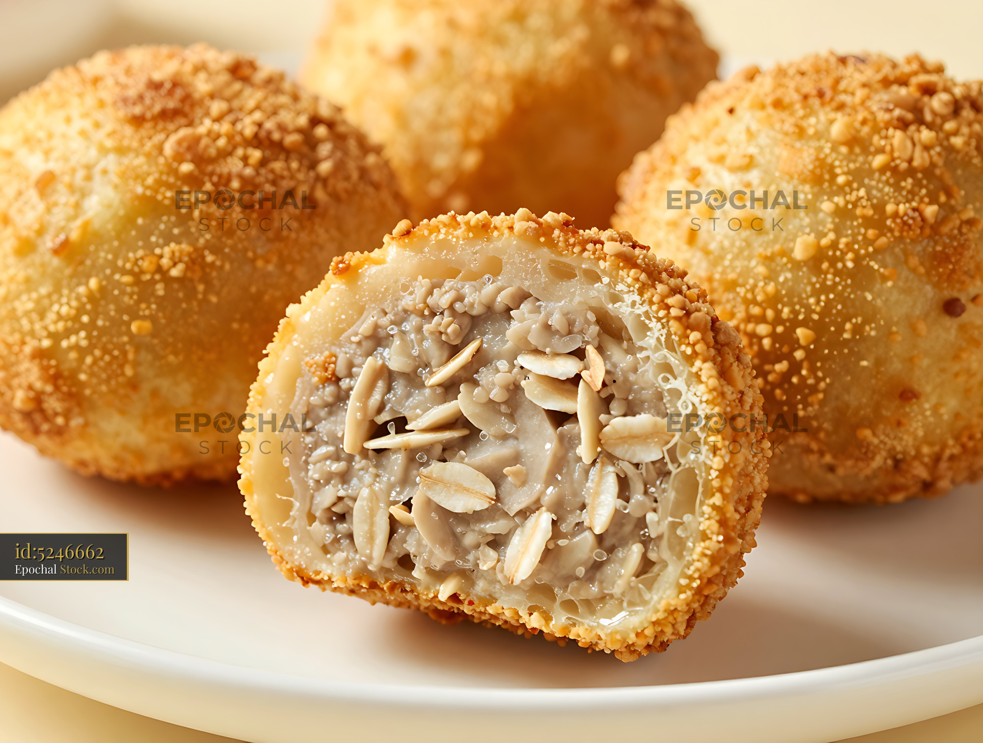 Goetta Slices: Crispy Breaded Sausage Rounds - stock photo