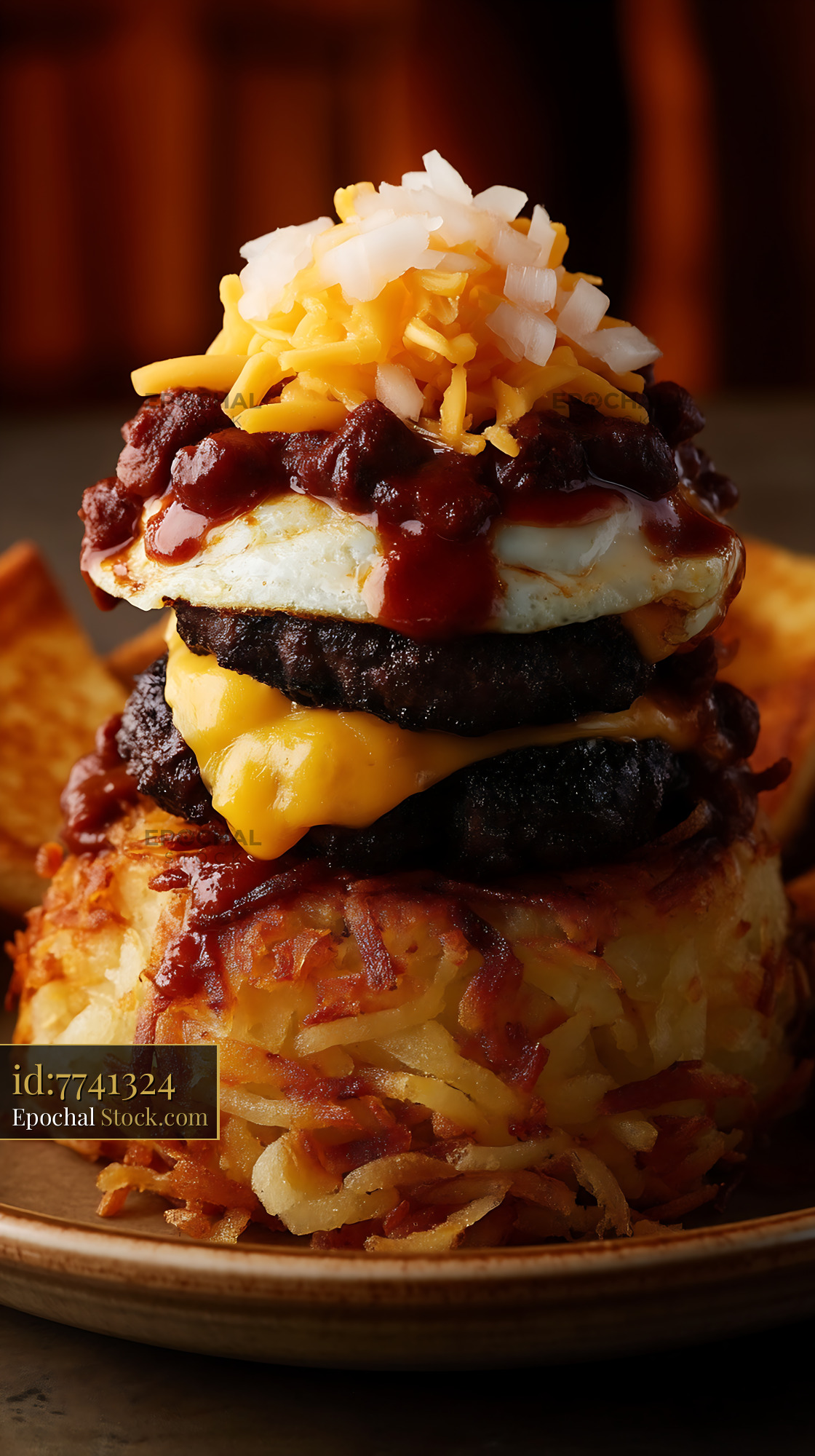 Gourmet St. Louis Slinger Hash Brown Stack - stock photo