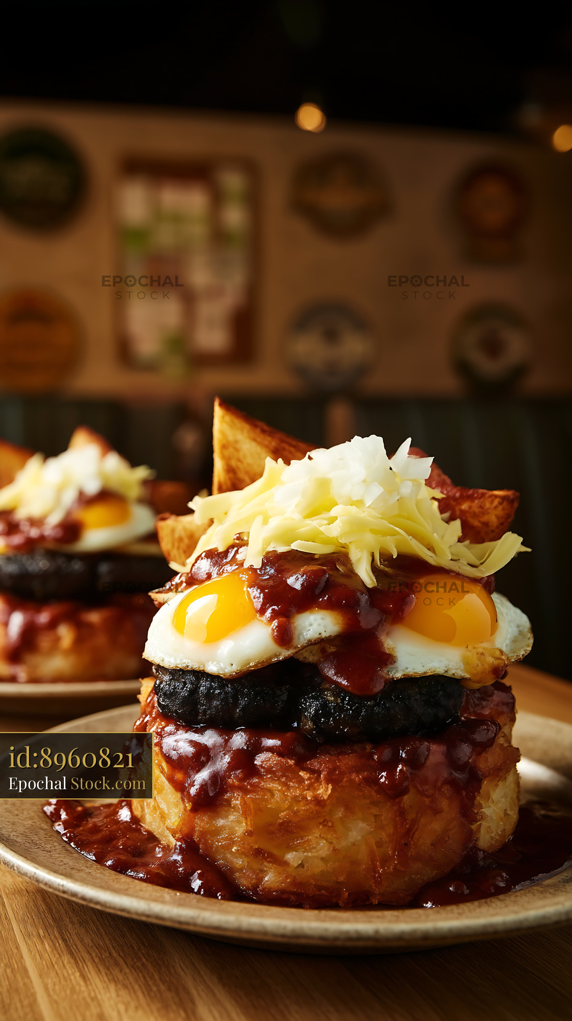 St. Louis Slinger with Fried Eggs & Onions - stock photo