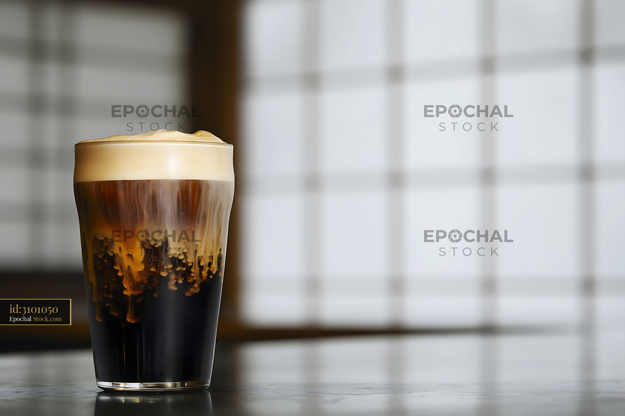Nitro Caramel Coffee with Creamy Foam Head - stock photo