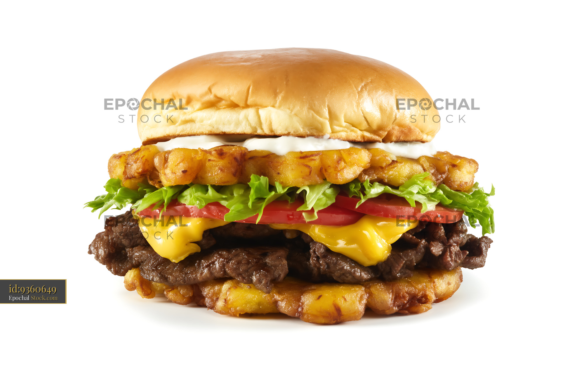 Jibarito Burger with Shrimp and Fried Plantains - stock photo