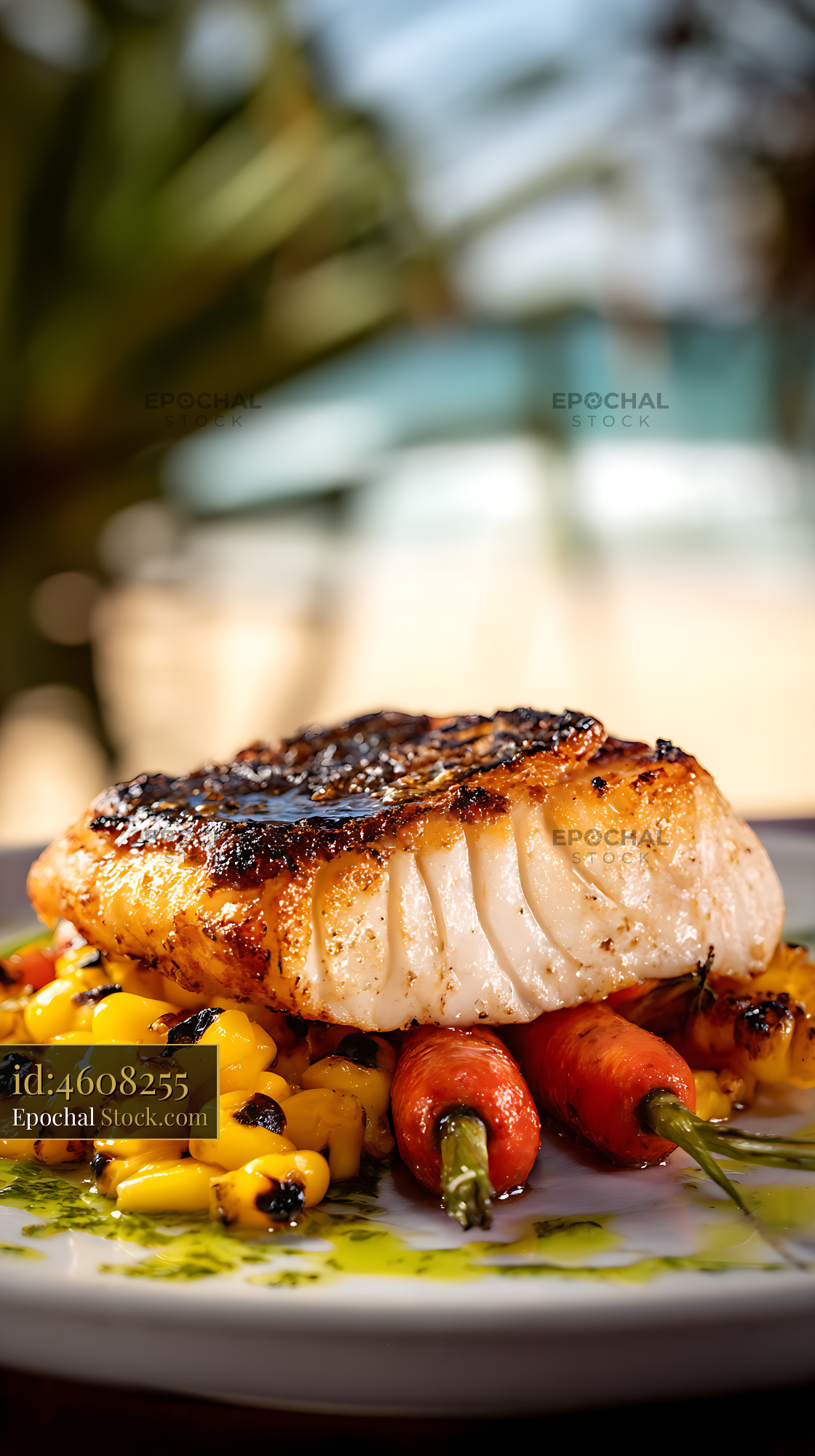 Pan-Seared Murray Cod Fillet Fine Dining - stock photo