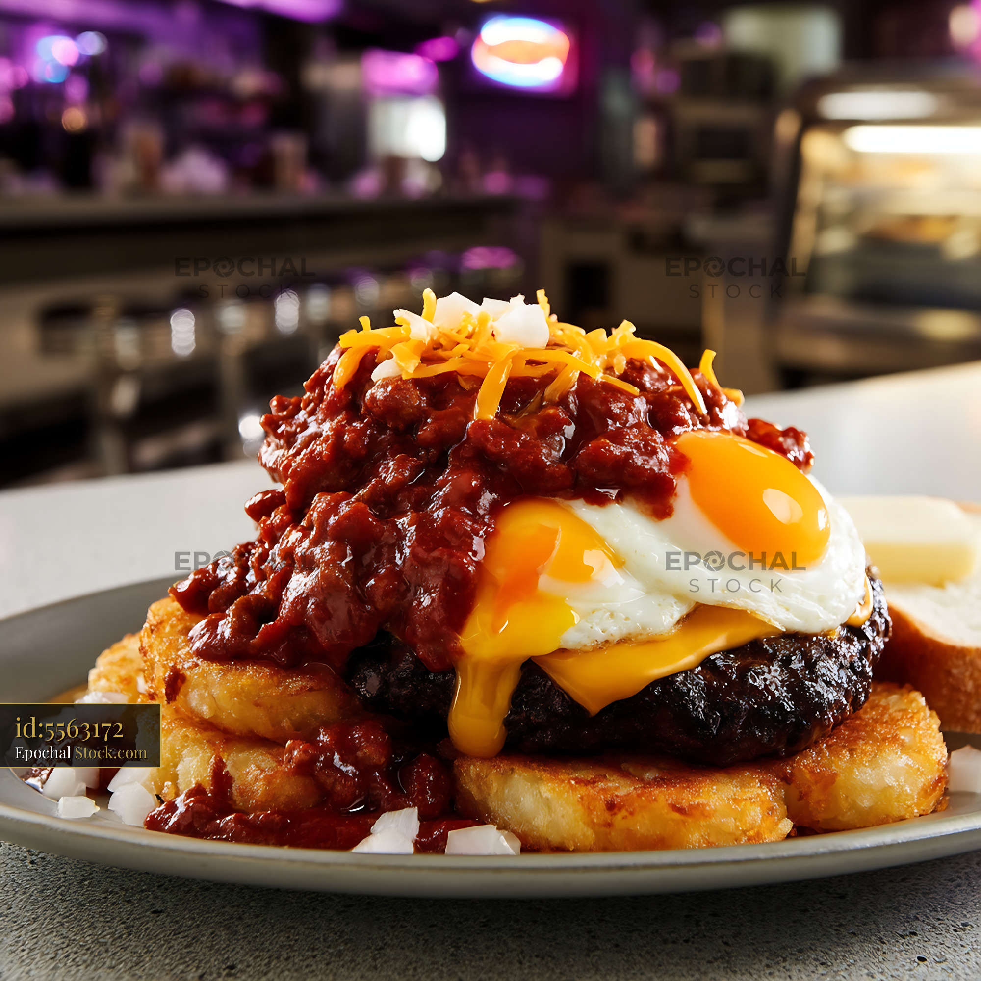 St. Louis Slinger: Fried Eggs & Corned Beef Stack - stock photo