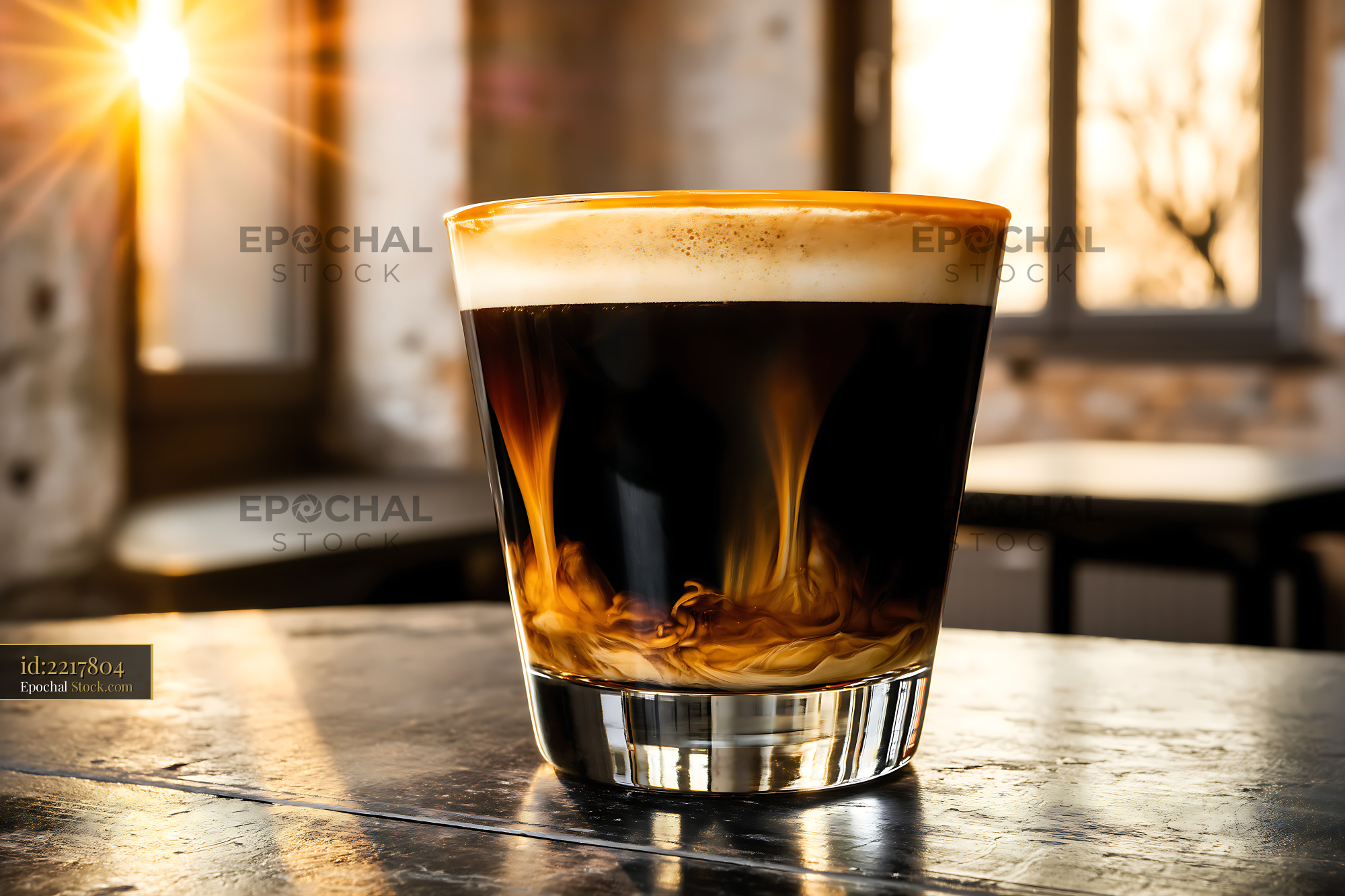 Nitro Caramel Coffee with Creamy Foam - stock photo