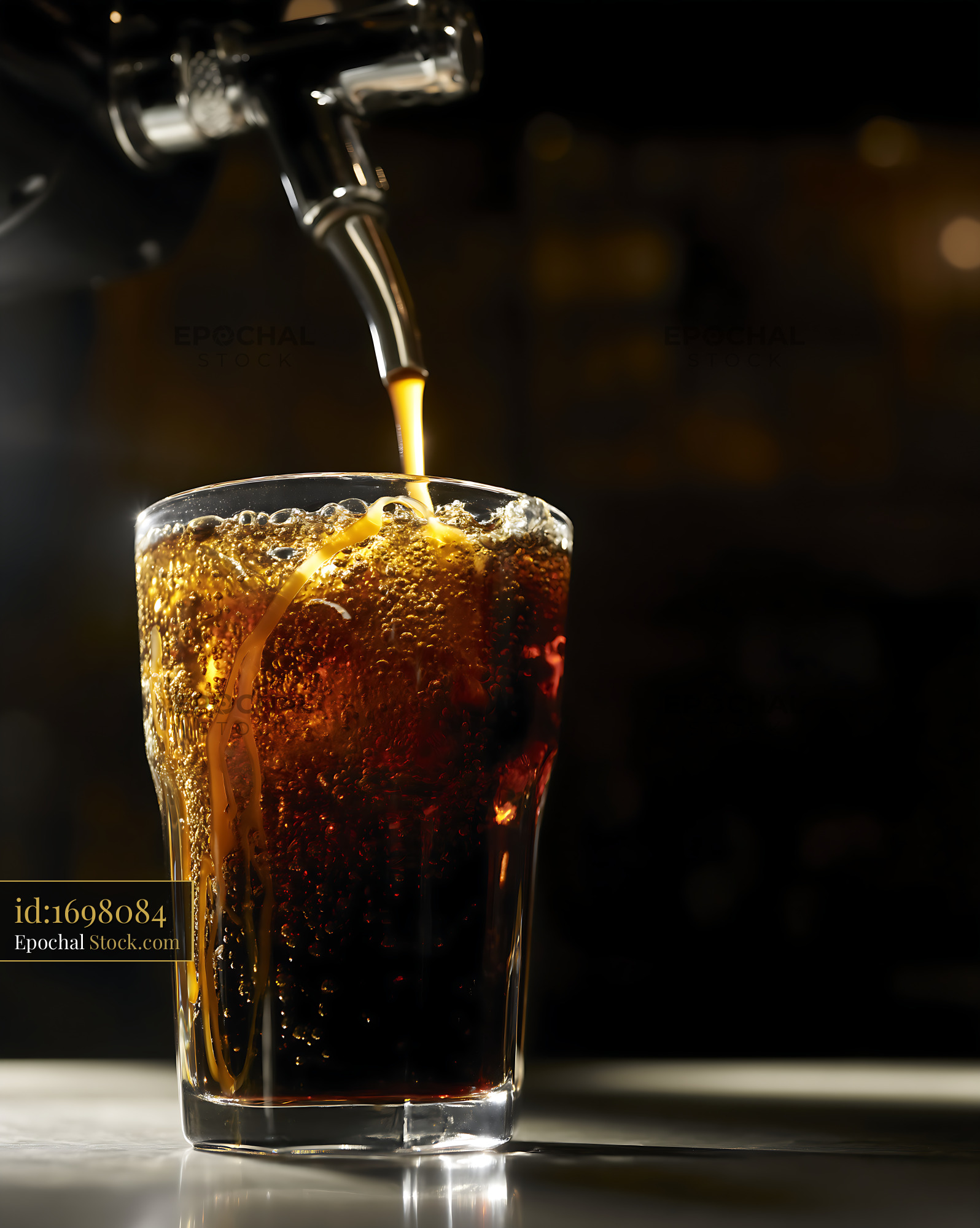 Nitro Caramel Coffee Poured on Ice - stock photo