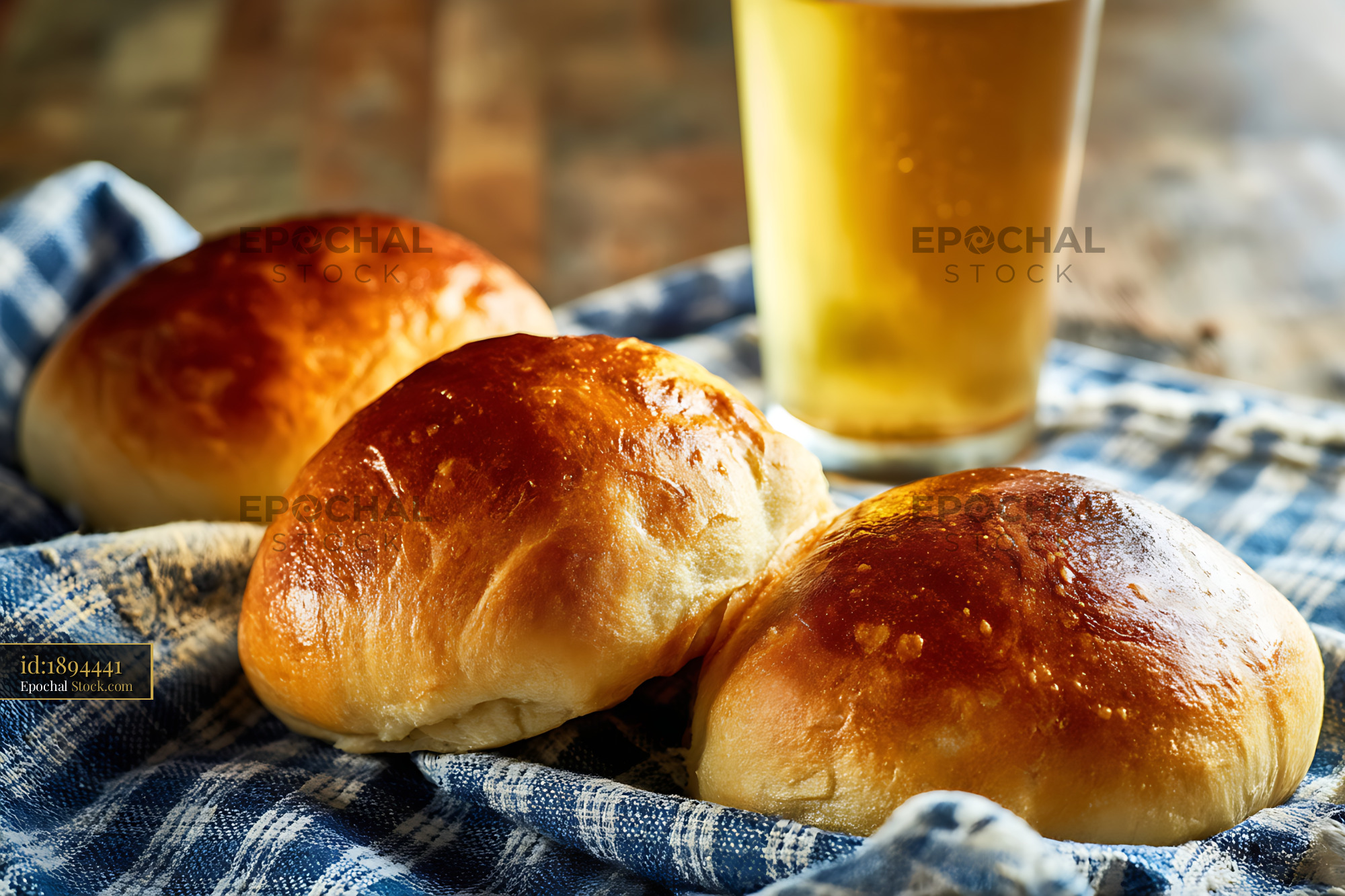 Bierocks Golden Baked Traditional German Pastry Bread with Beer - stock photo