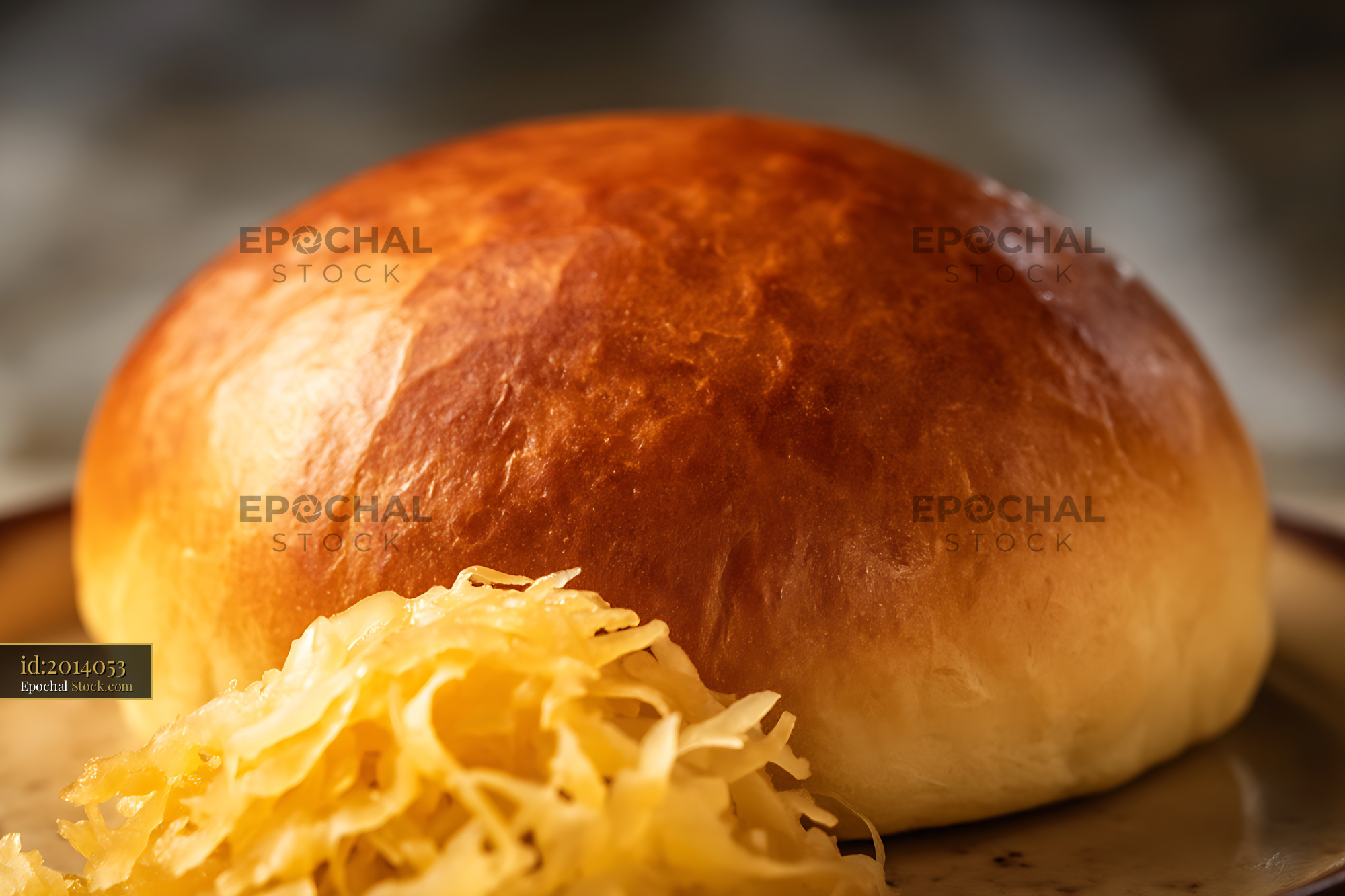 Bierocks with Sauerkraut Filling on Rustic Wooden Surface - stock photo