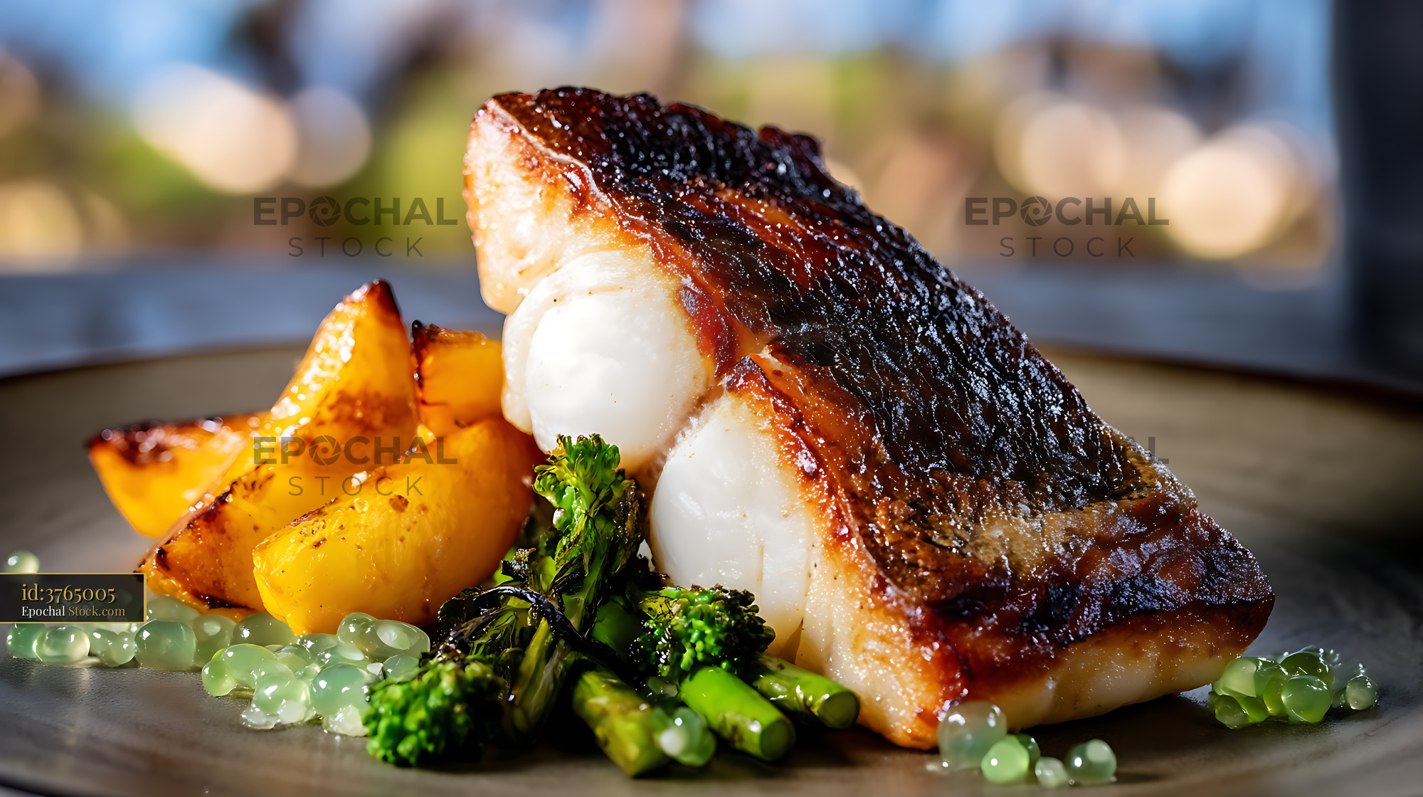 Pan-Seared Murray Cod Fillet Fine Dining - stock photo
