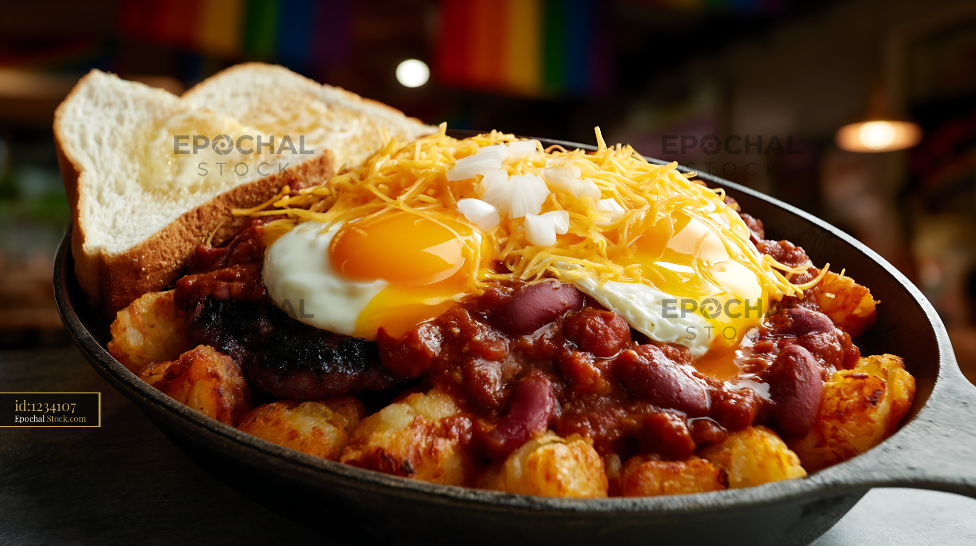 St. Louis Slinger with Eggs and Hash Browns - stock photo