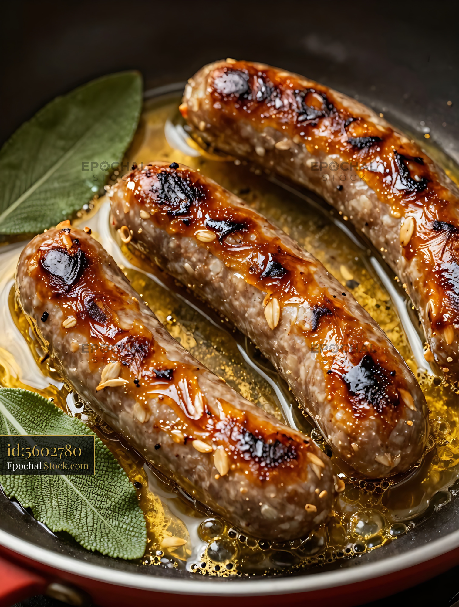 Goetta Sausages Seared in Pan with Sage - stock photo