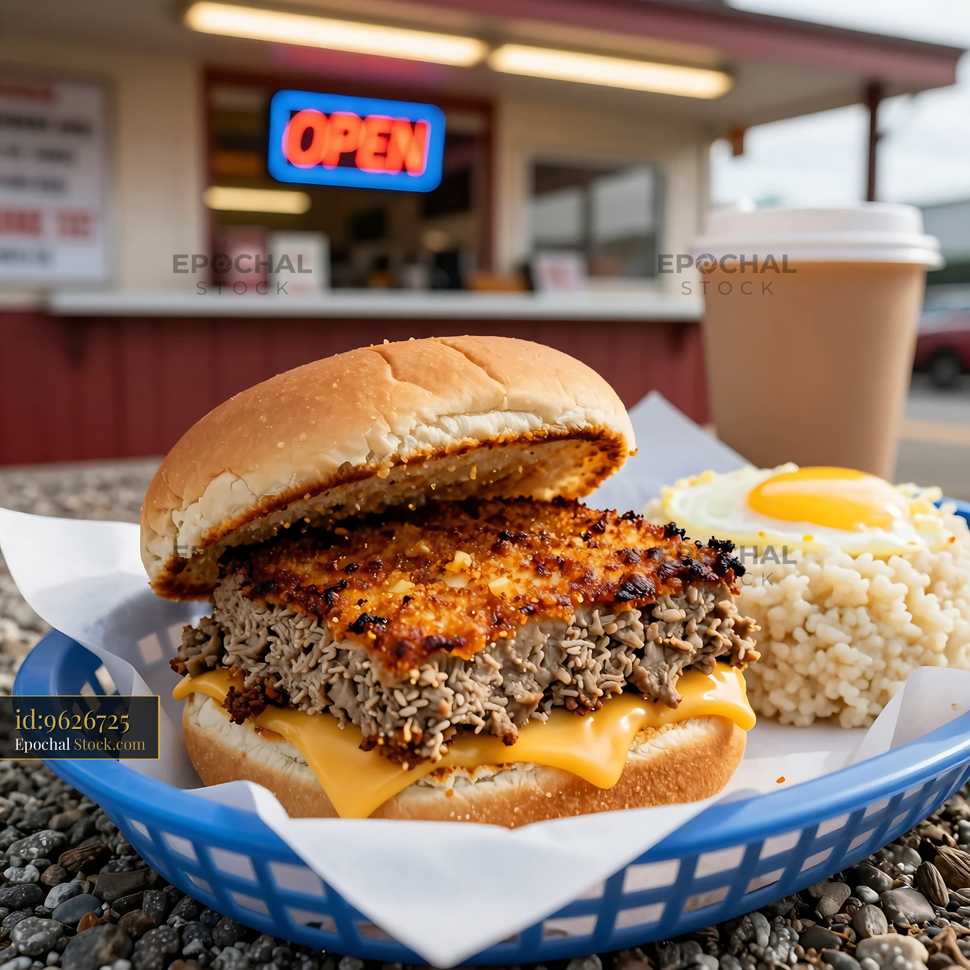 Crispy Livermush Sandwich at Traditional Diner - stock photo
