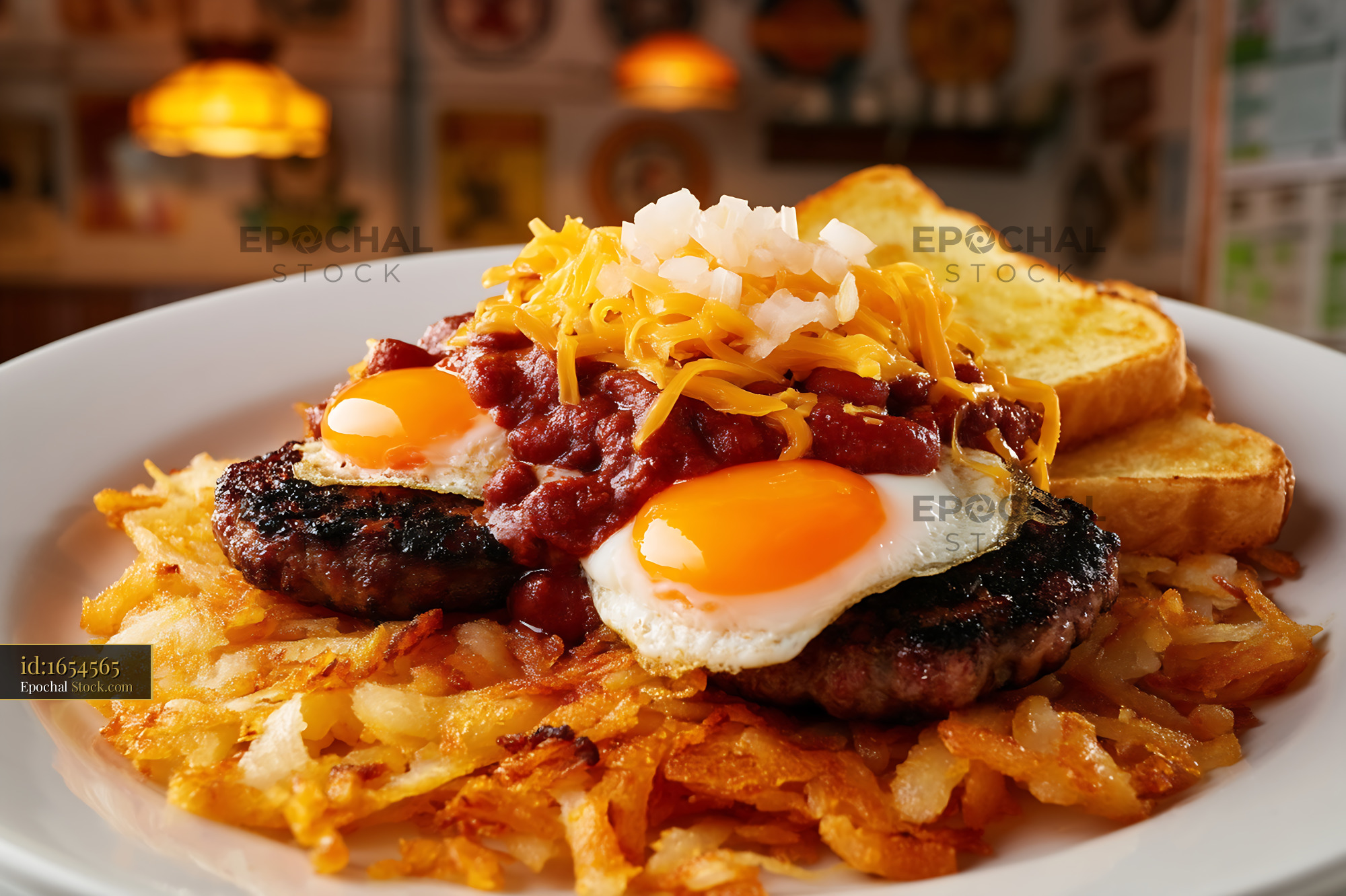 St. Louis Slinger Breakfast Sandwich with Eggs - stock photo