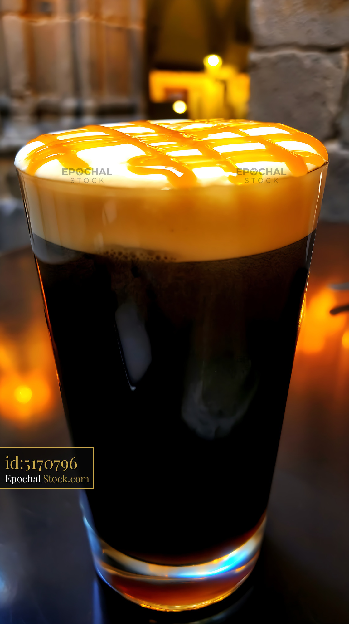 Nitro Caramel Coffee with Rich Caramel Drizzle - stock photo