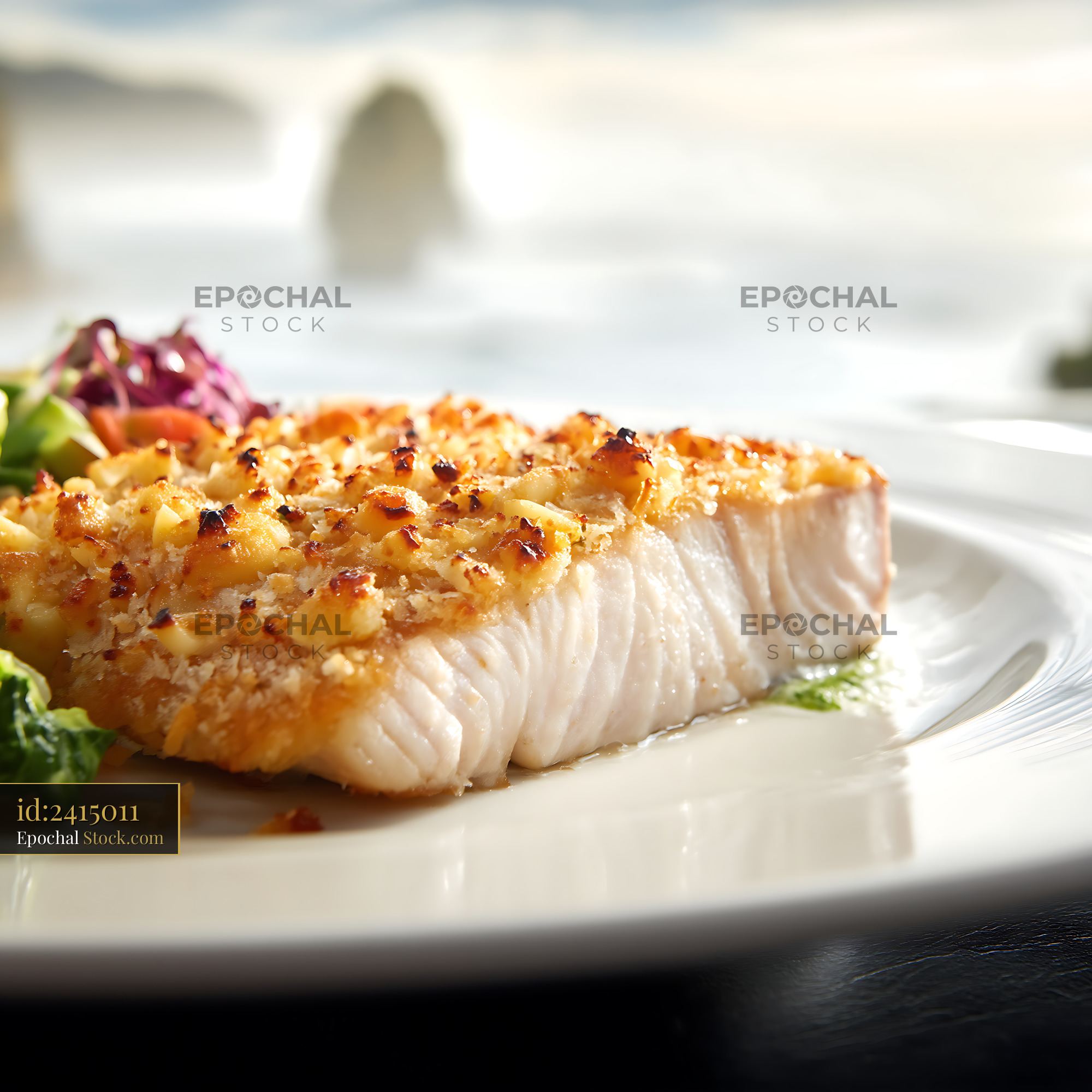 Macadamia Crusted Fish Fillet Fine Dining - stock photo