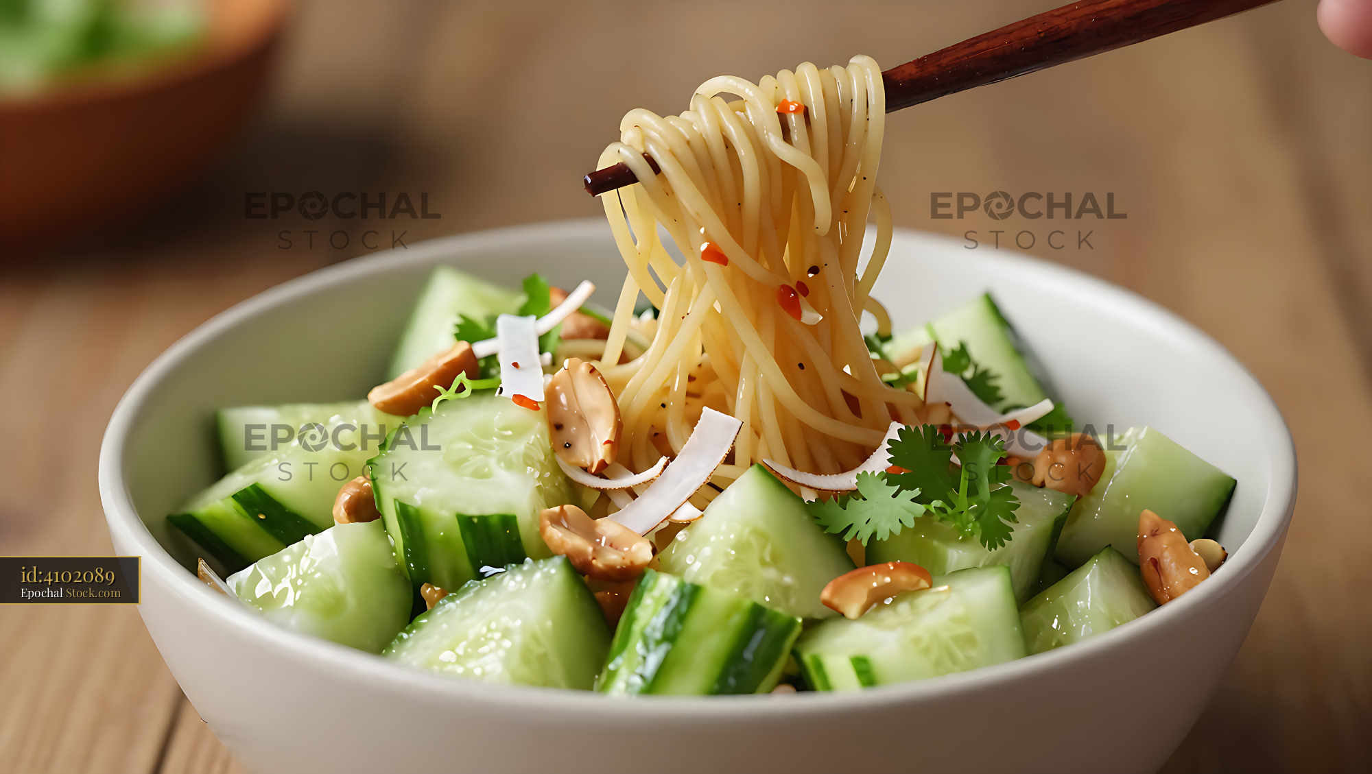Kakdi Koshimbir Noodle Bowl - stock photo