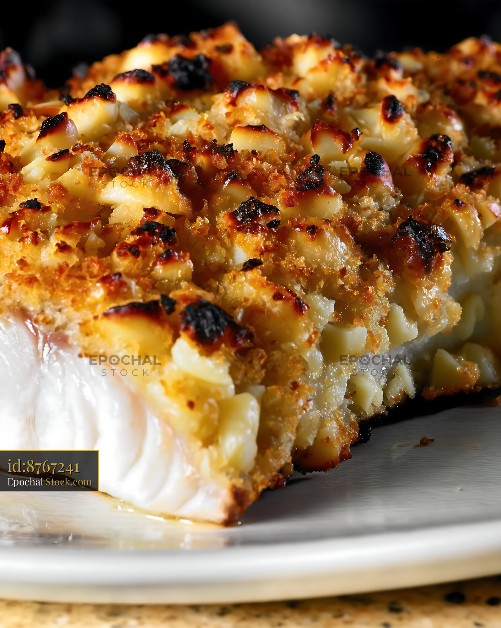 Macadamia Crusted Fish Baked Golden - stock photo