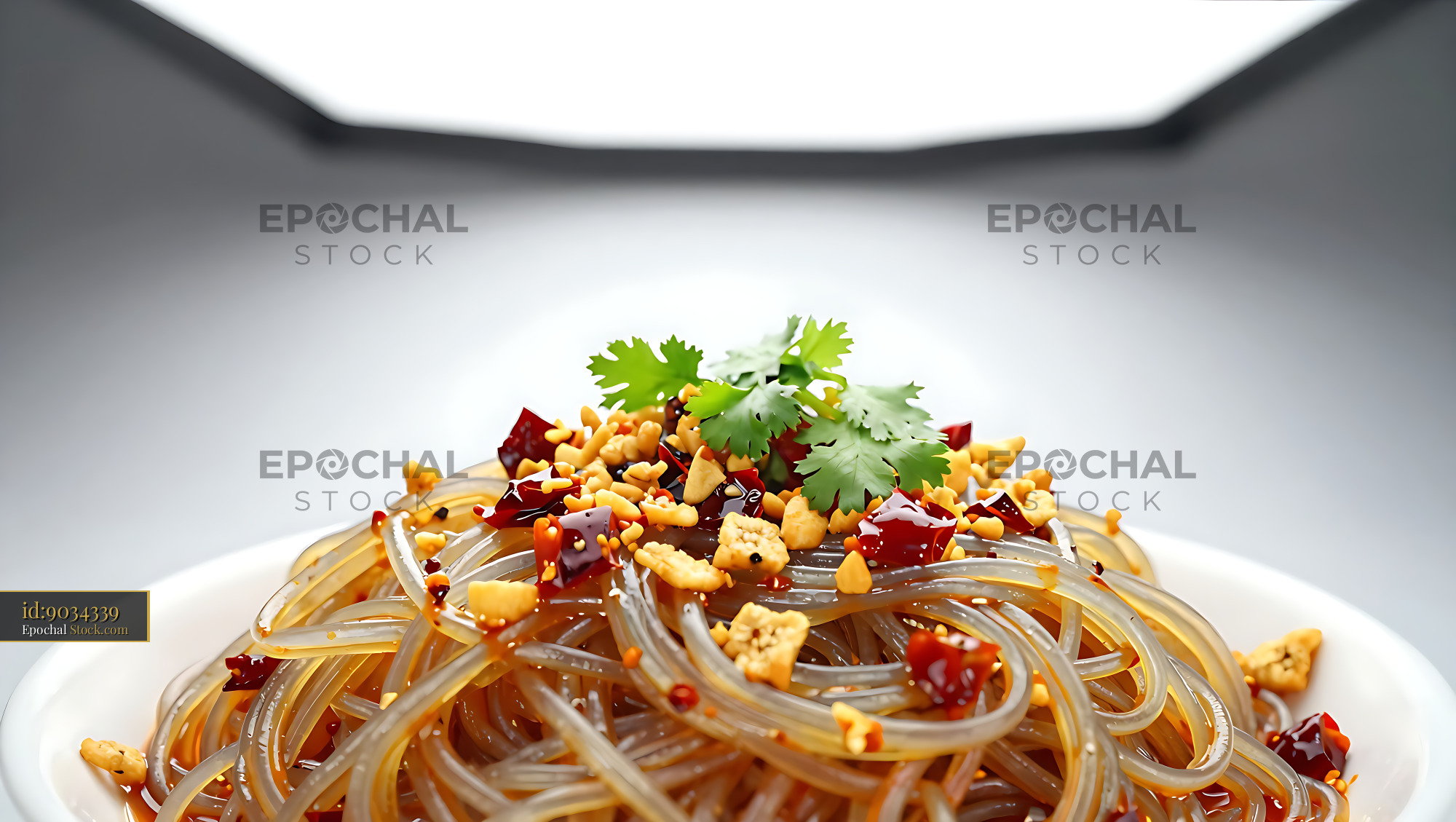 Sichuan Glass Noodle Salad with Cilantro and Corn - stock photo