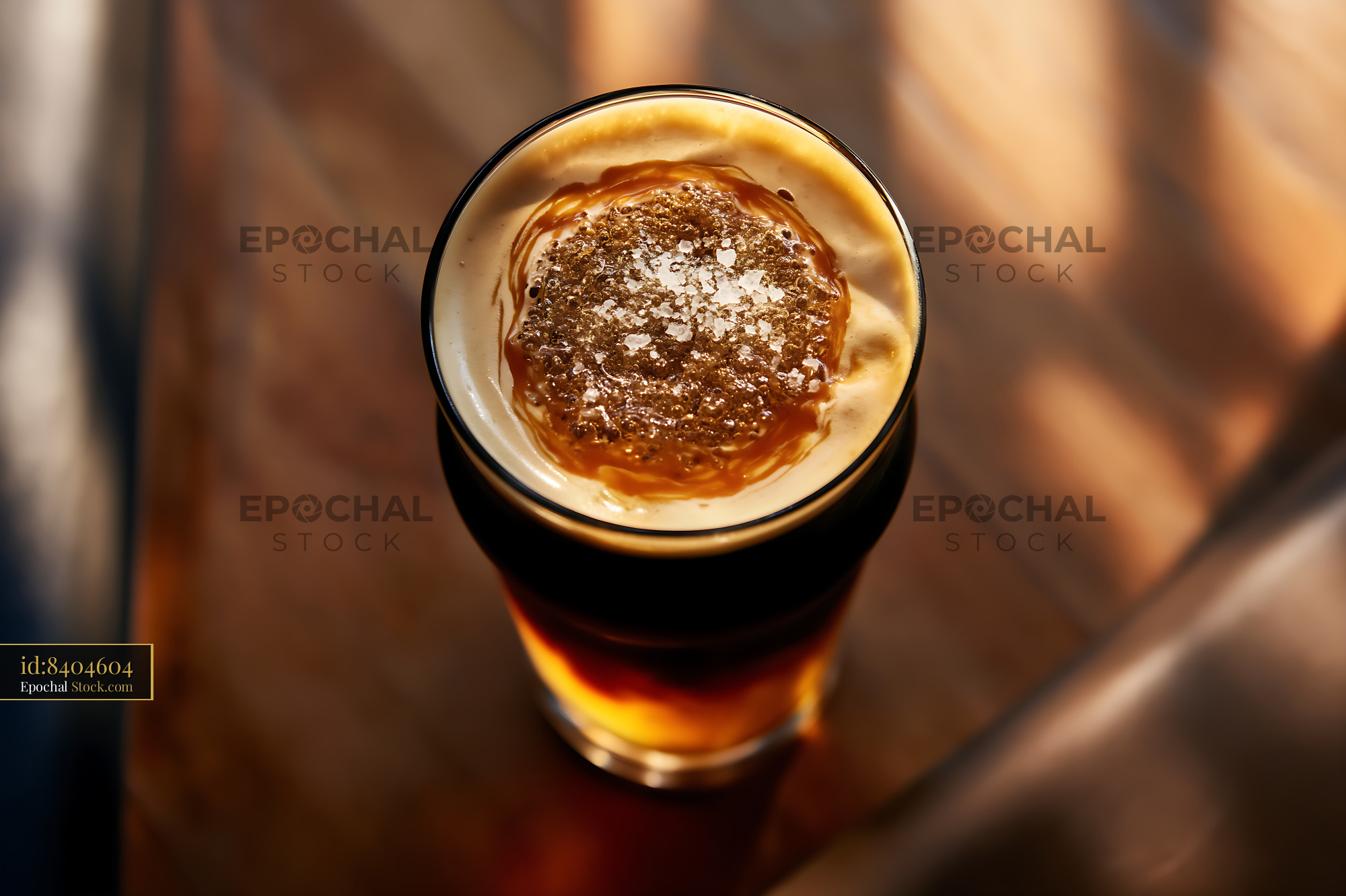 Nitro Caramel Coffee with Cocoa Powder Topper - stock photo