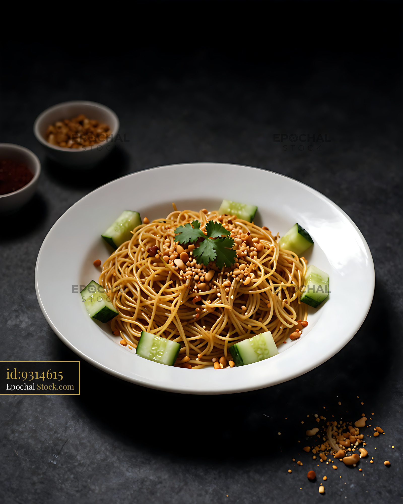 Kakdi Koshimbir Noodle Bowl with Peanuts - stock photo