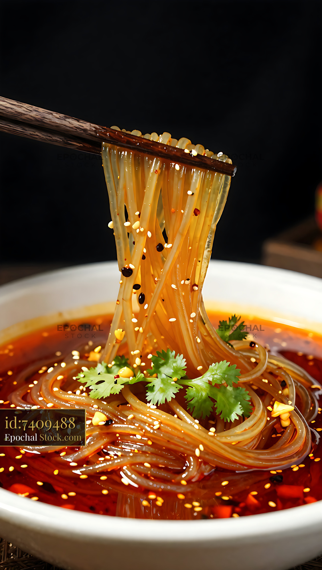 Sichuan Glass Noodle Salad Chopsticks - stock photo