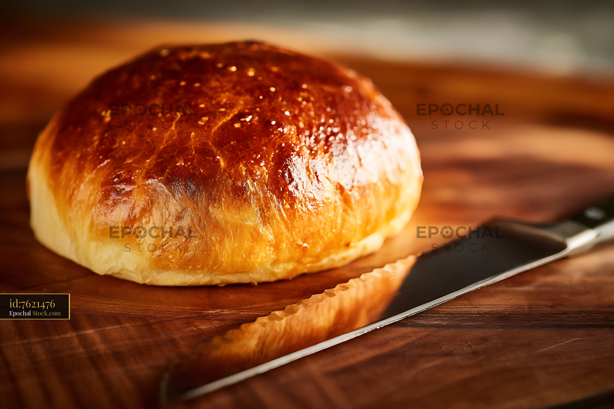 Bierocks Freshly Baked Golden Crust on Rustic Wooden Cutting Board - stock photo