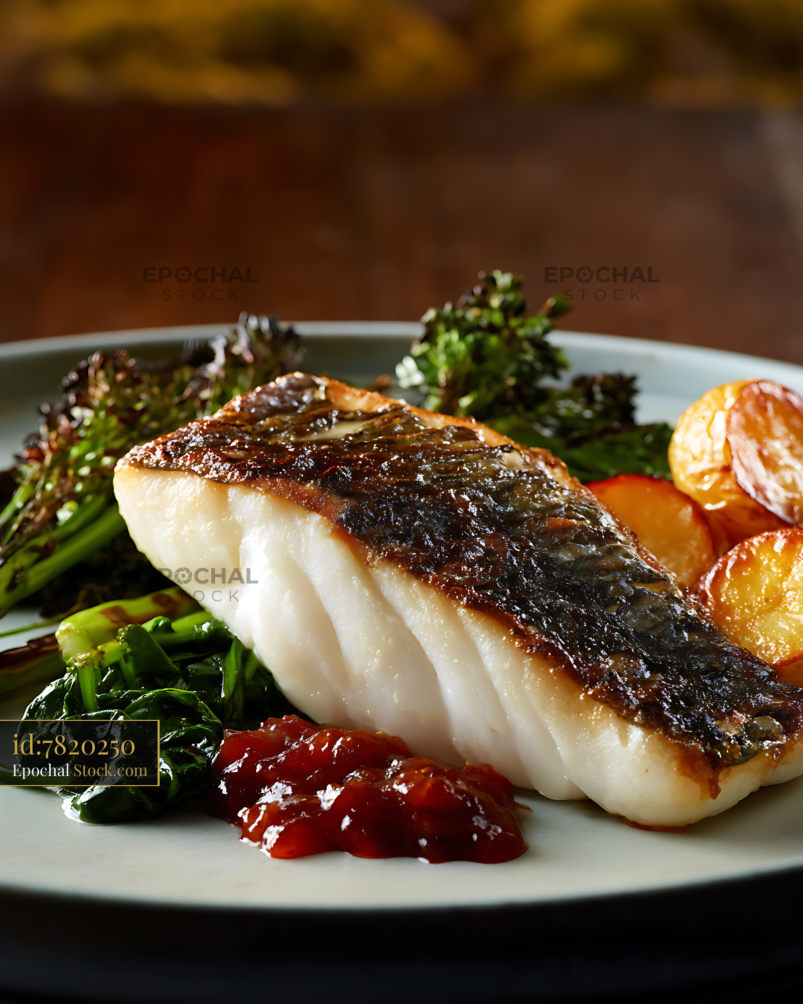 Seared Murray Cod Fillet Fine Dining Plated - stock photo
