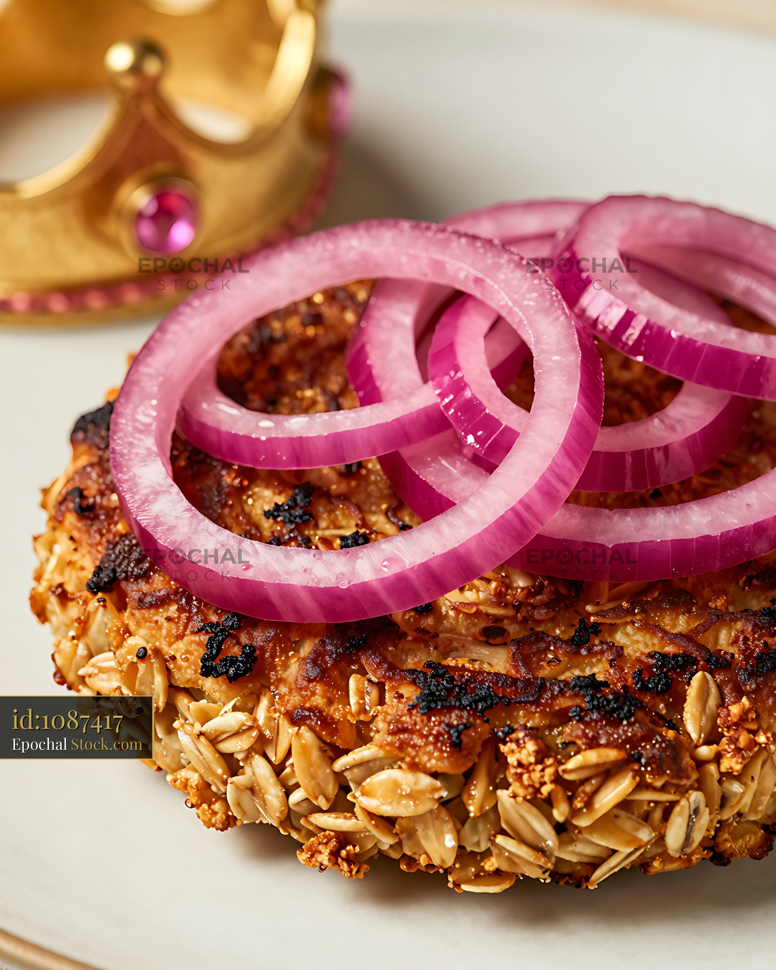 Goetta With Fresh Red Onion Slices - stock photo