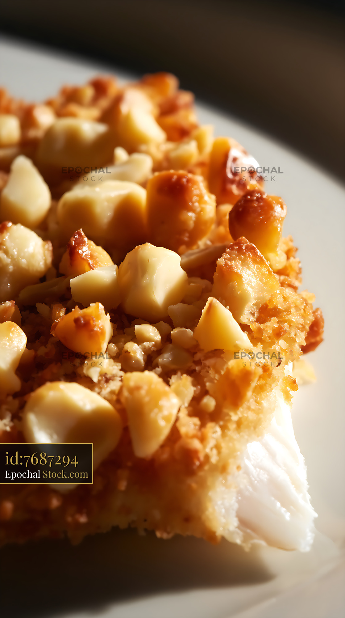 Gourmet Cheesecake with Caramel Brittle and Macadamia - stock photo