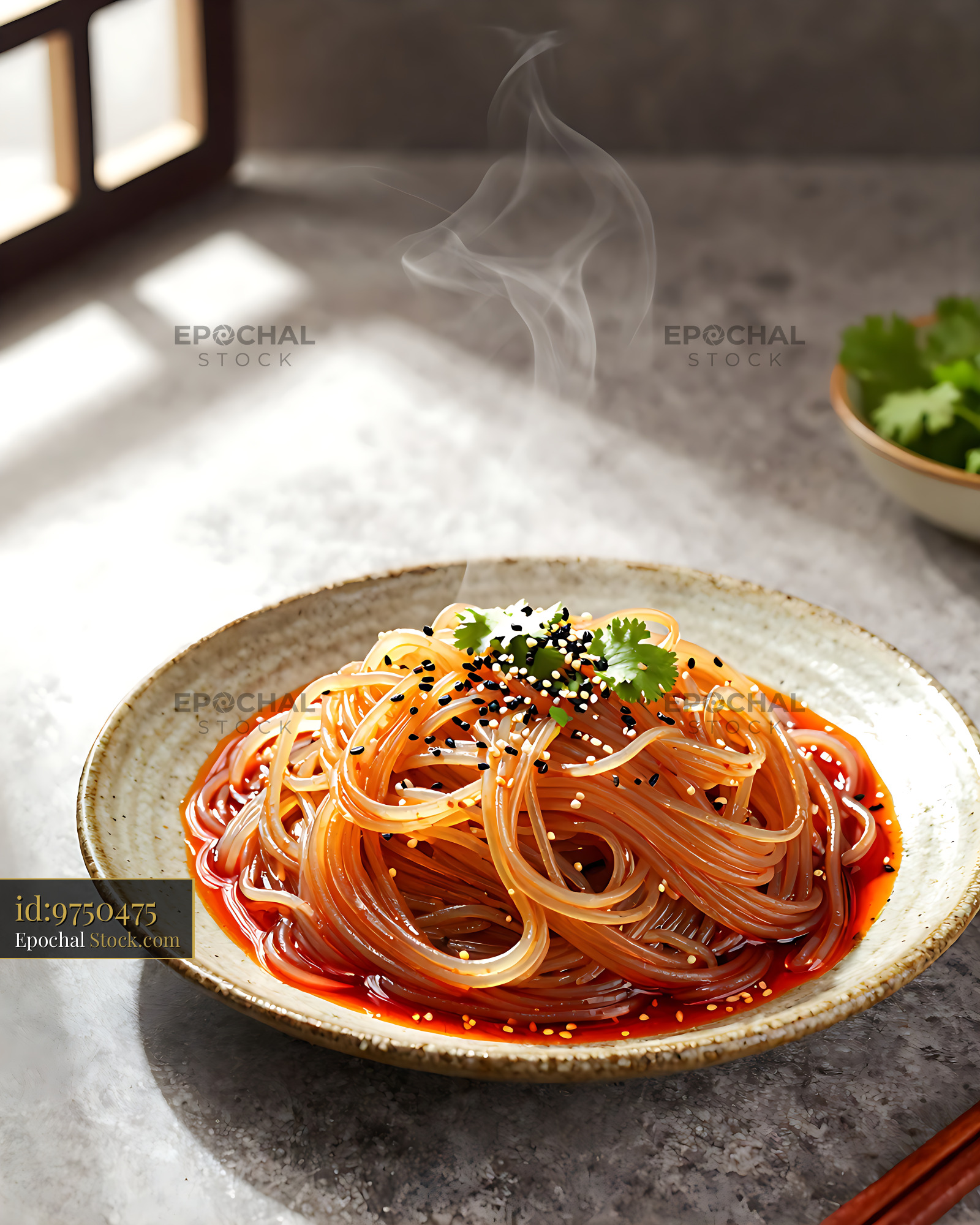 Sichuan Glass Noodle Salad With Sesame Seeds - stock photo
