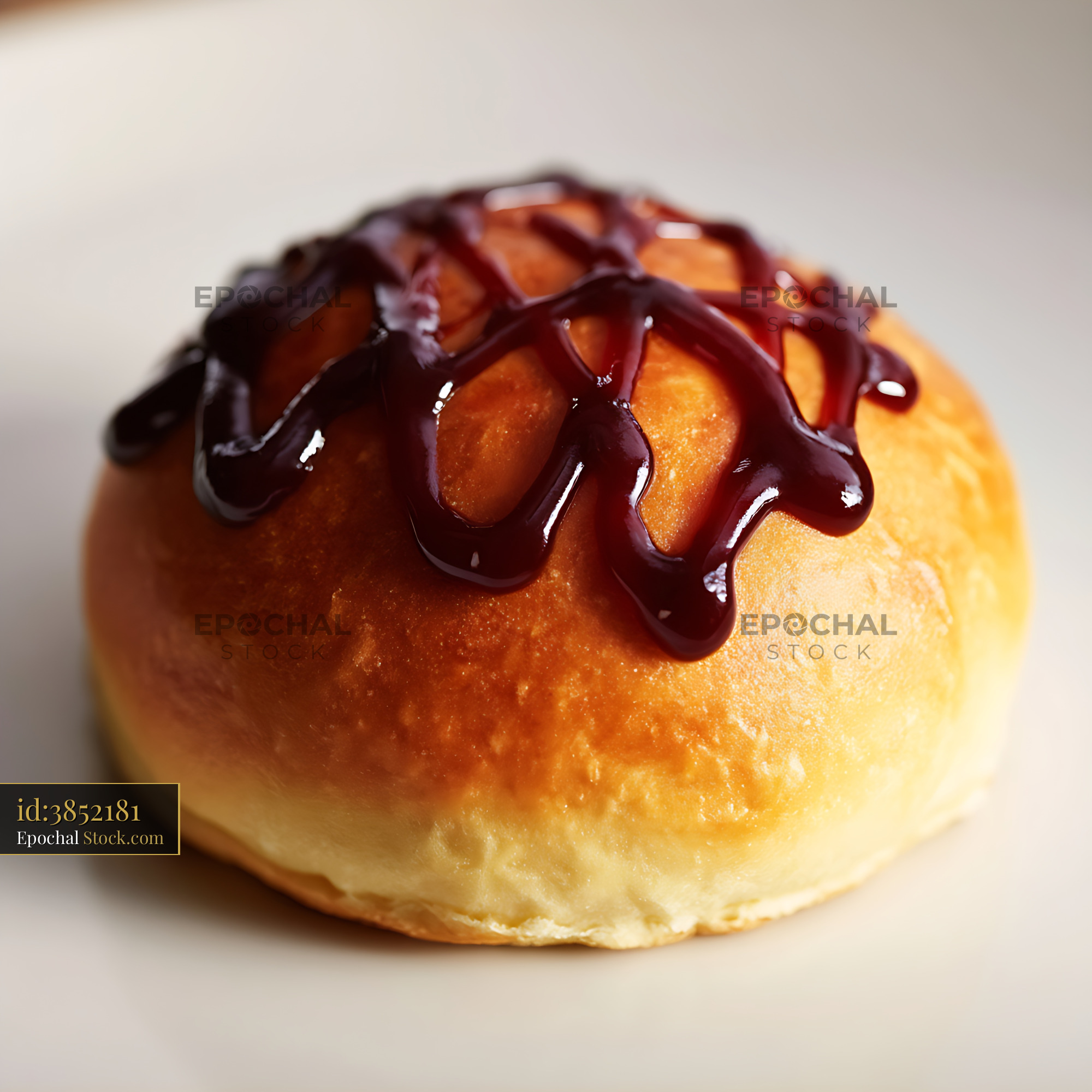 Bierocks with Glossy Chocolate Glaze, Golden Pastry, Bakery Detail - stock photo