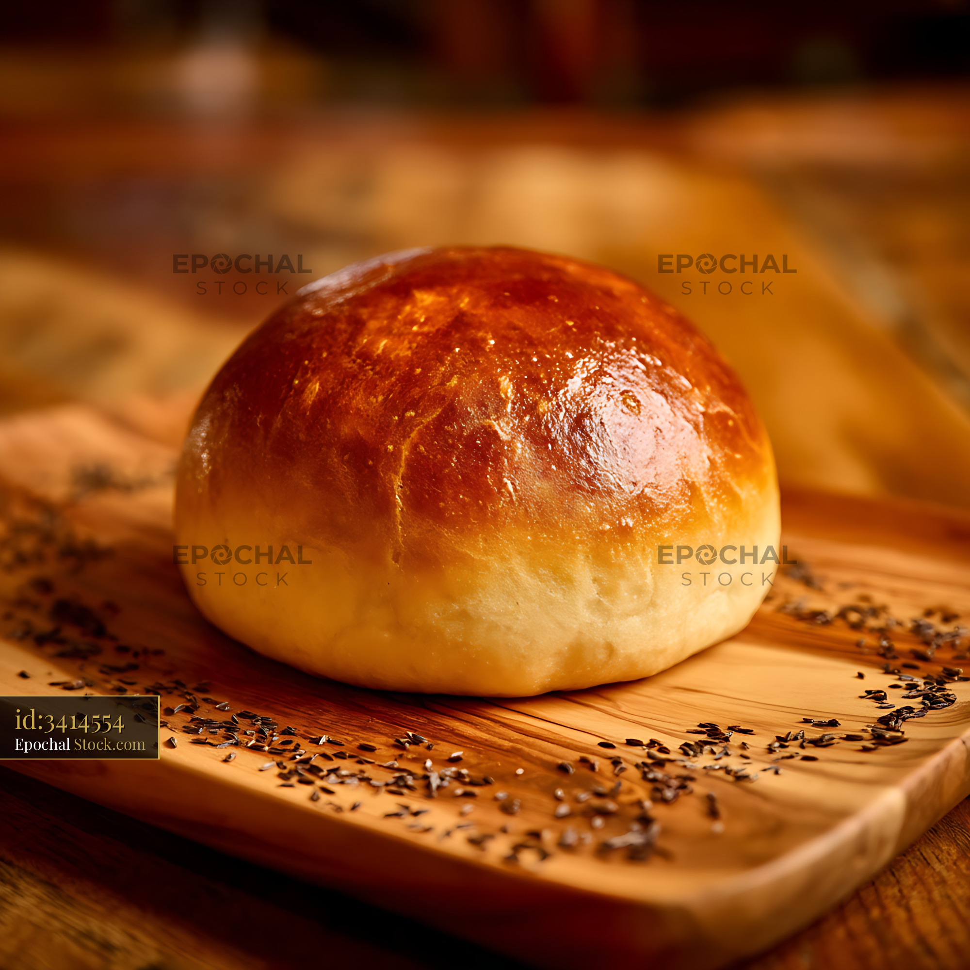 Artisan Golden Brioche Roll Sesame - stock photo