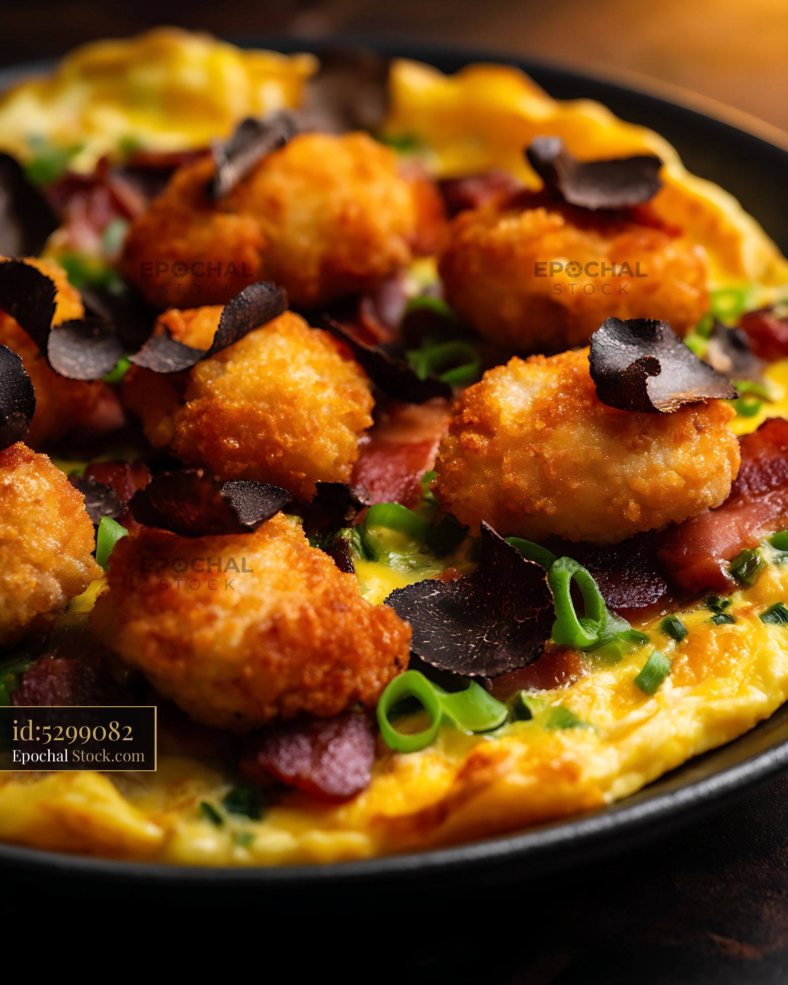 Luxury Shrimp Caviar Omelet Breakfast - stock photo