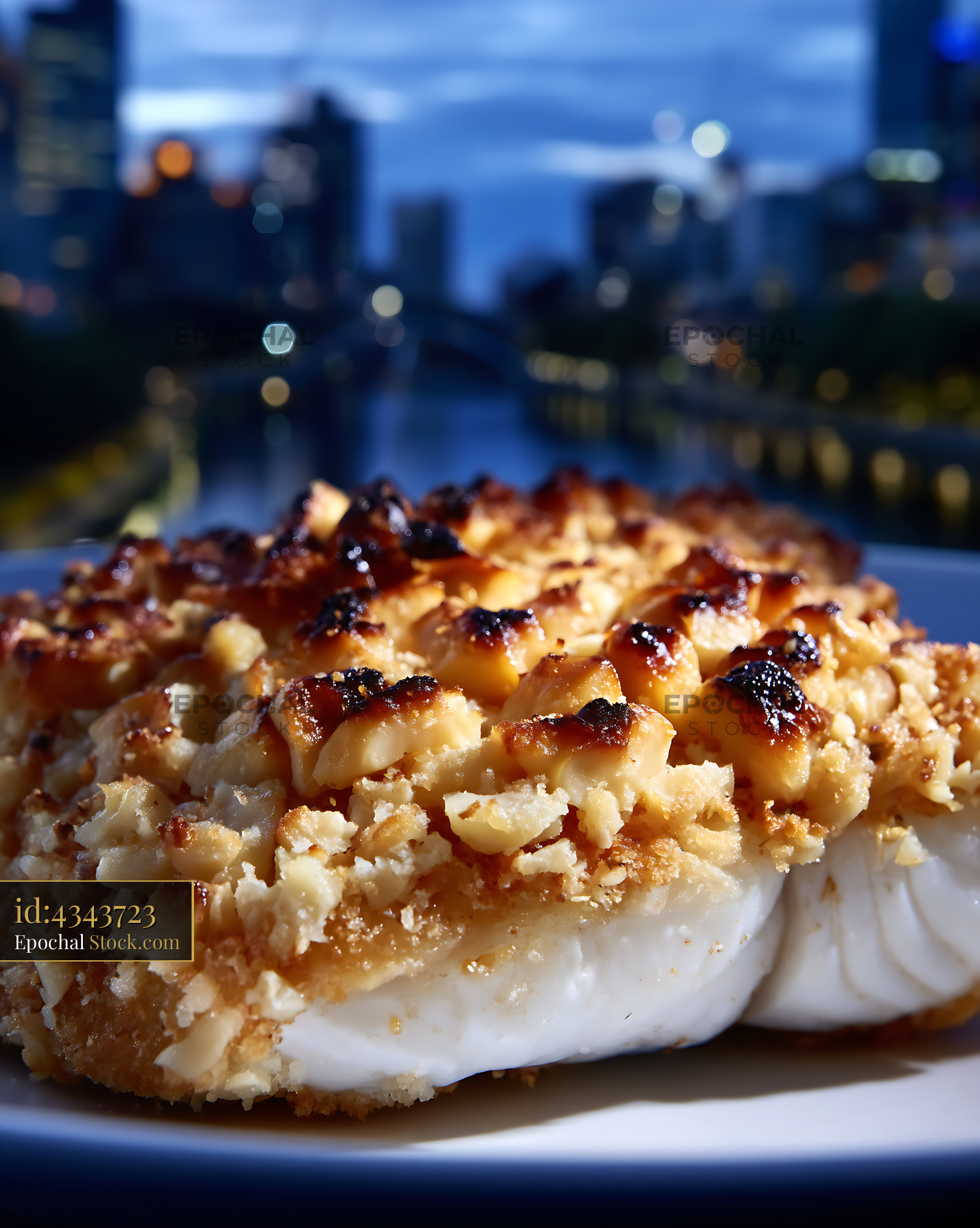 Macadamia Crusted Fish Plated Fine Dining - stock photo